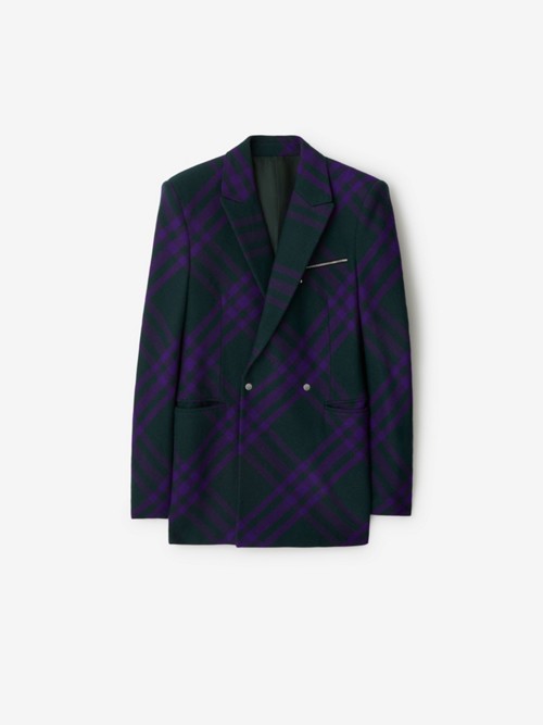 Burberry Check Wool Tailored Jacket​#​ In Deep Royal