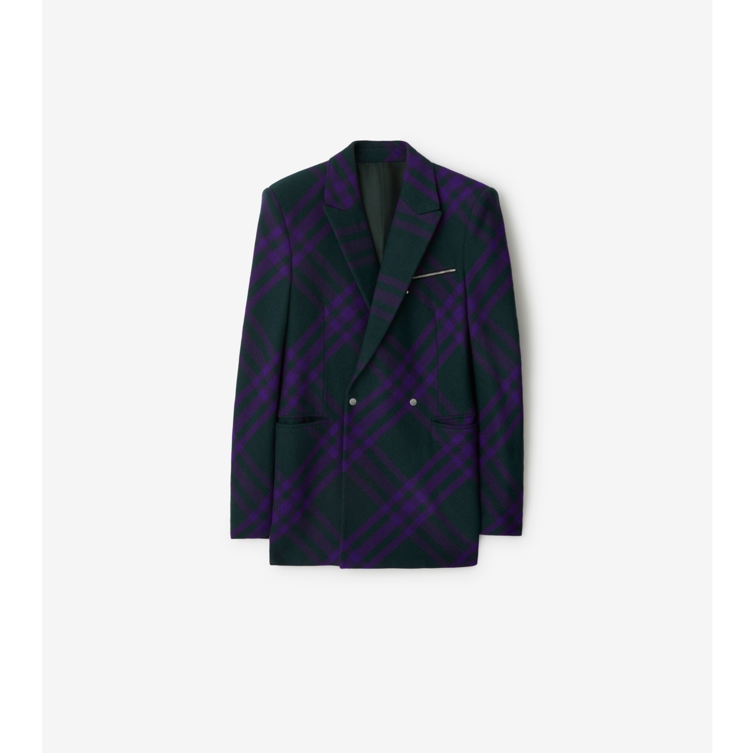 Check Wool Tailored Jacket in Deep royal Men Burberry® Official