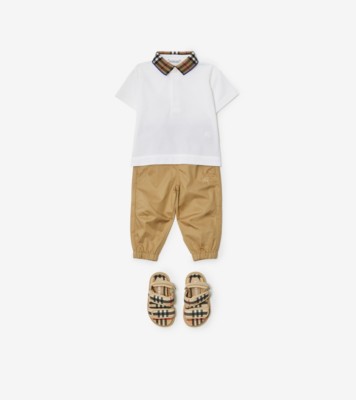 Burberry Kids Equestrian Knight cotton trouser set - White