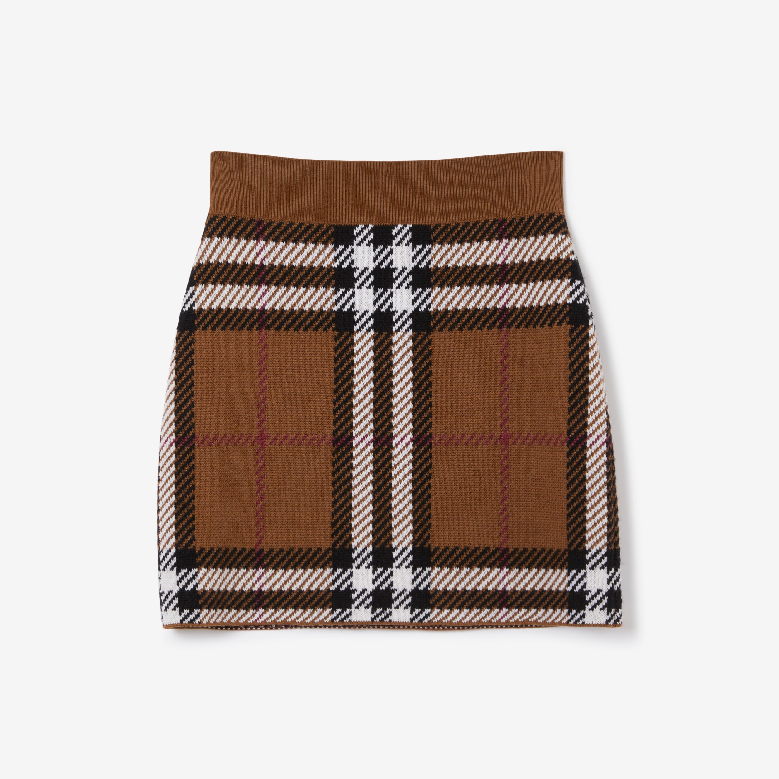 Check Wool Jacquard Mini Skirt in Dark Birch Brown - Women | Burberry®  Official