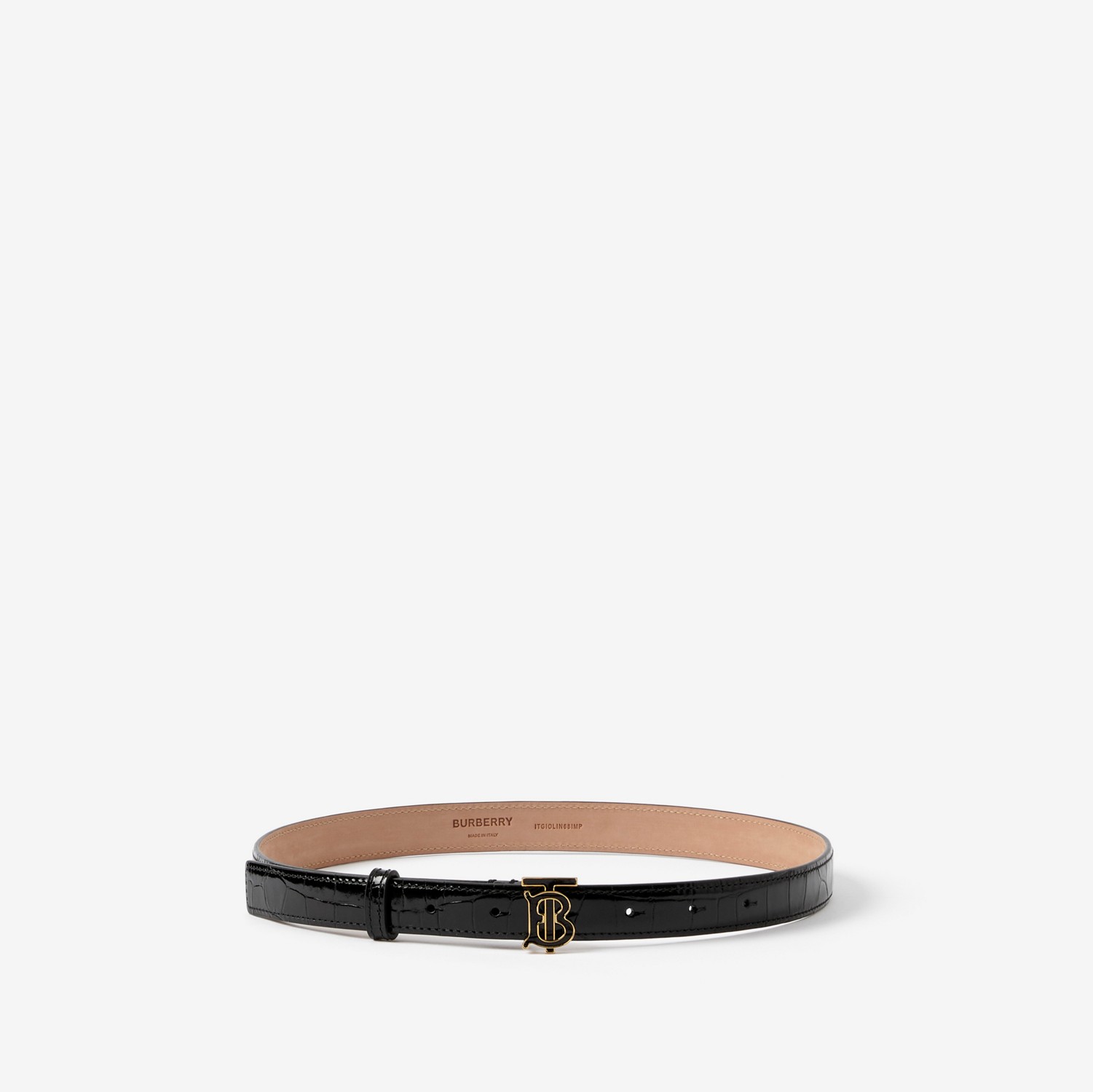 Embossed Leather TB Belt in Black - Women | Burberry® Official