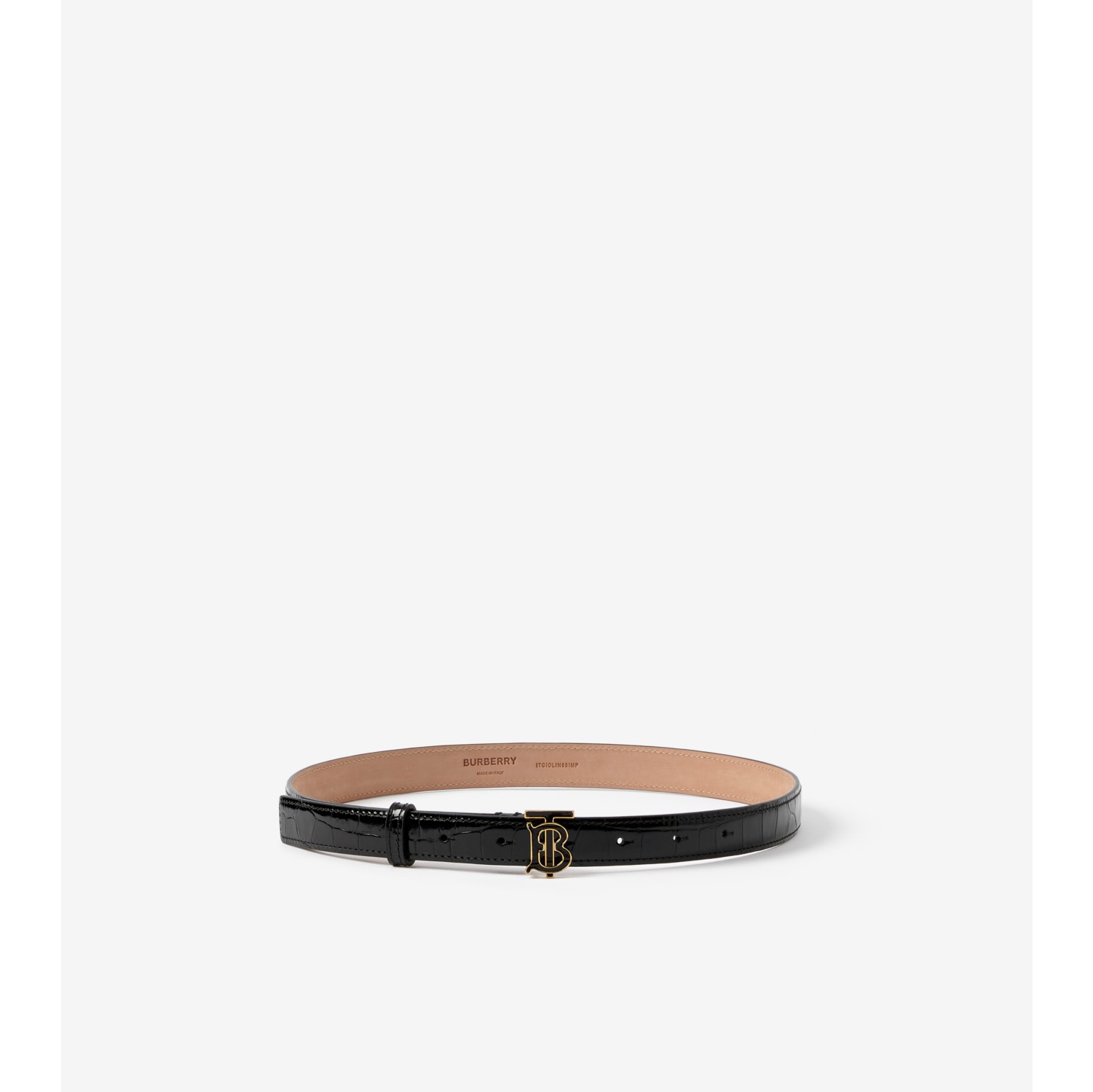 Embossed Leather TB Belt in Black - Women | Burberry® Official