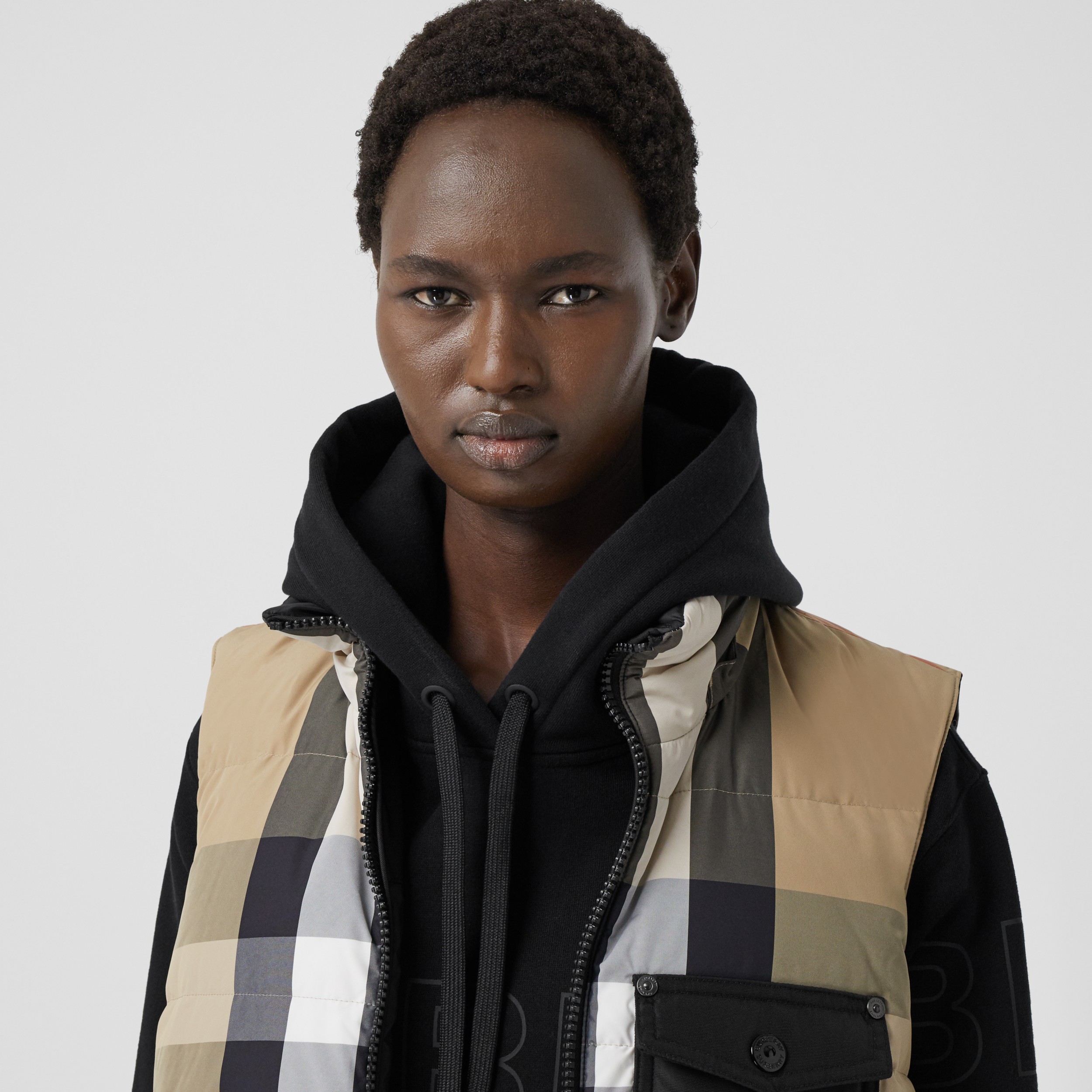 beige puffer gilet women's