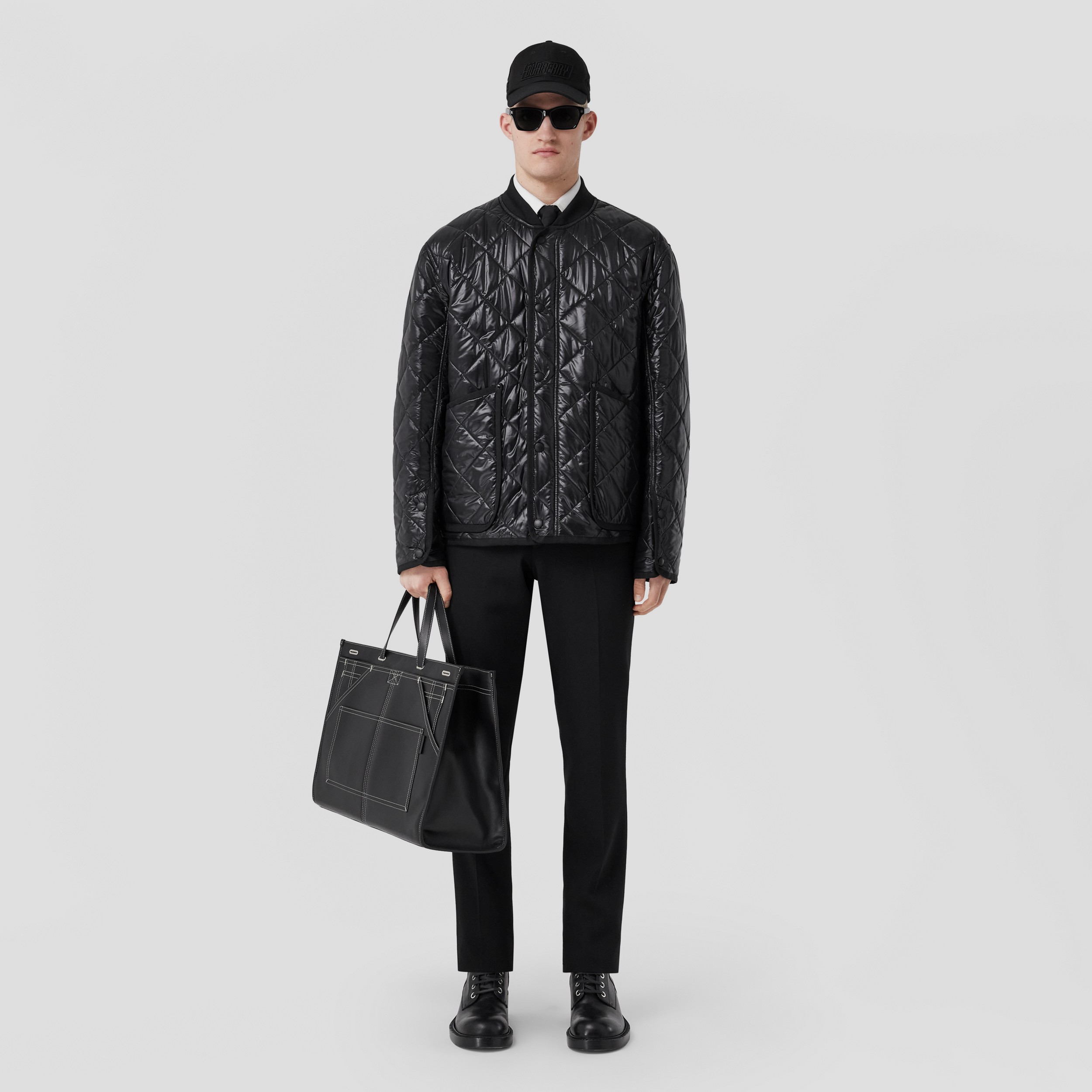 Diamond Quilted Nylon Bomber Jacket in Black - Men | Burberry® Official - 1