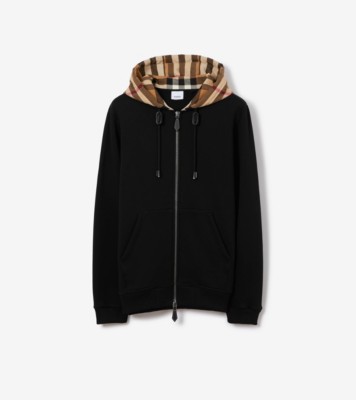 Burberry Letter Graphic Cotton Blend Zip Hoodie Black Men's - SS23 - US