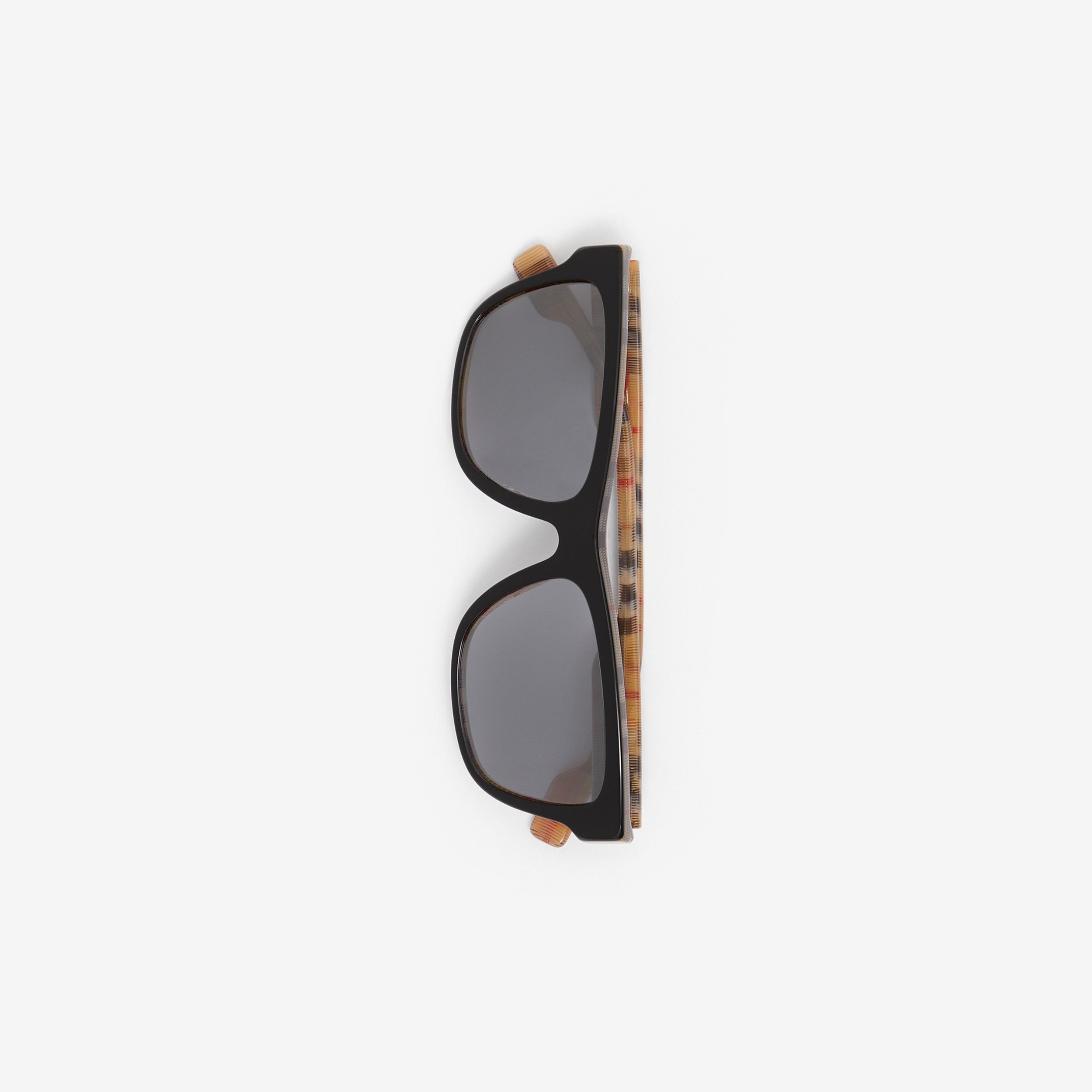 Vintage Check Detail Square Frame Sunglasses in Black/beige | Burberry® Official - 2