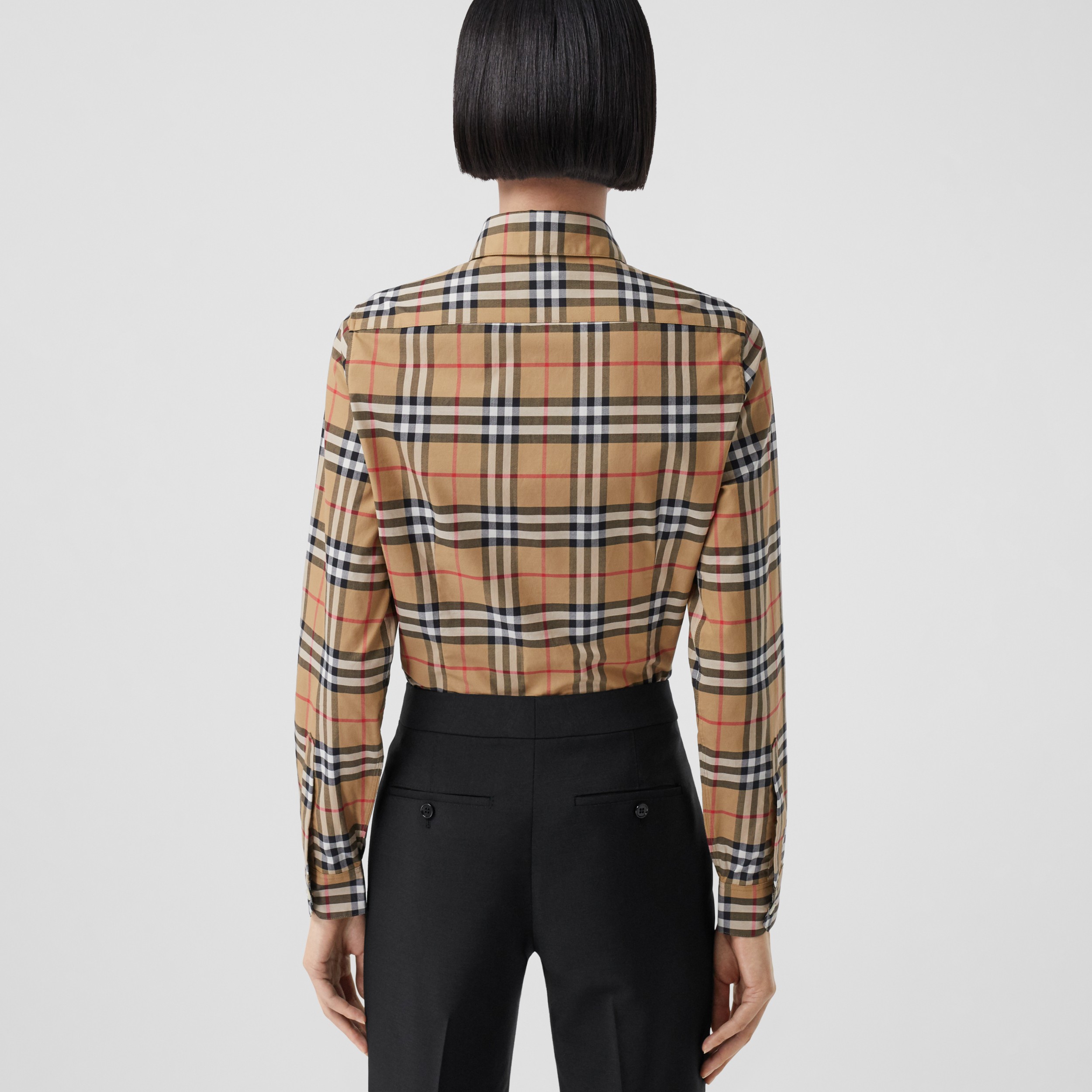 Vintage Check Cotton Oversized Shirt Antique Yellow - Women | Burberry® Official