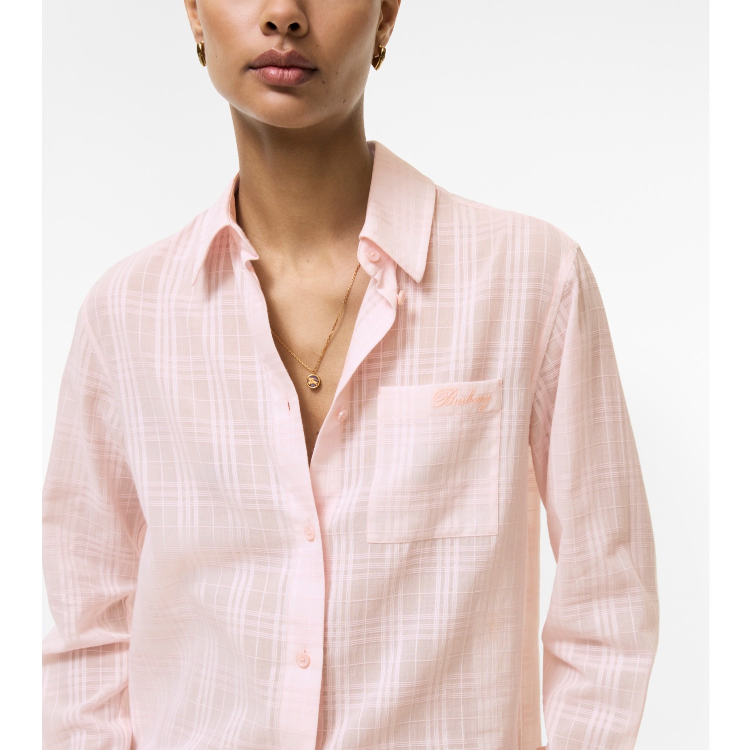 Classic Fit Check Cotton Shirt in Frosty pink - Women | Burberry® Official