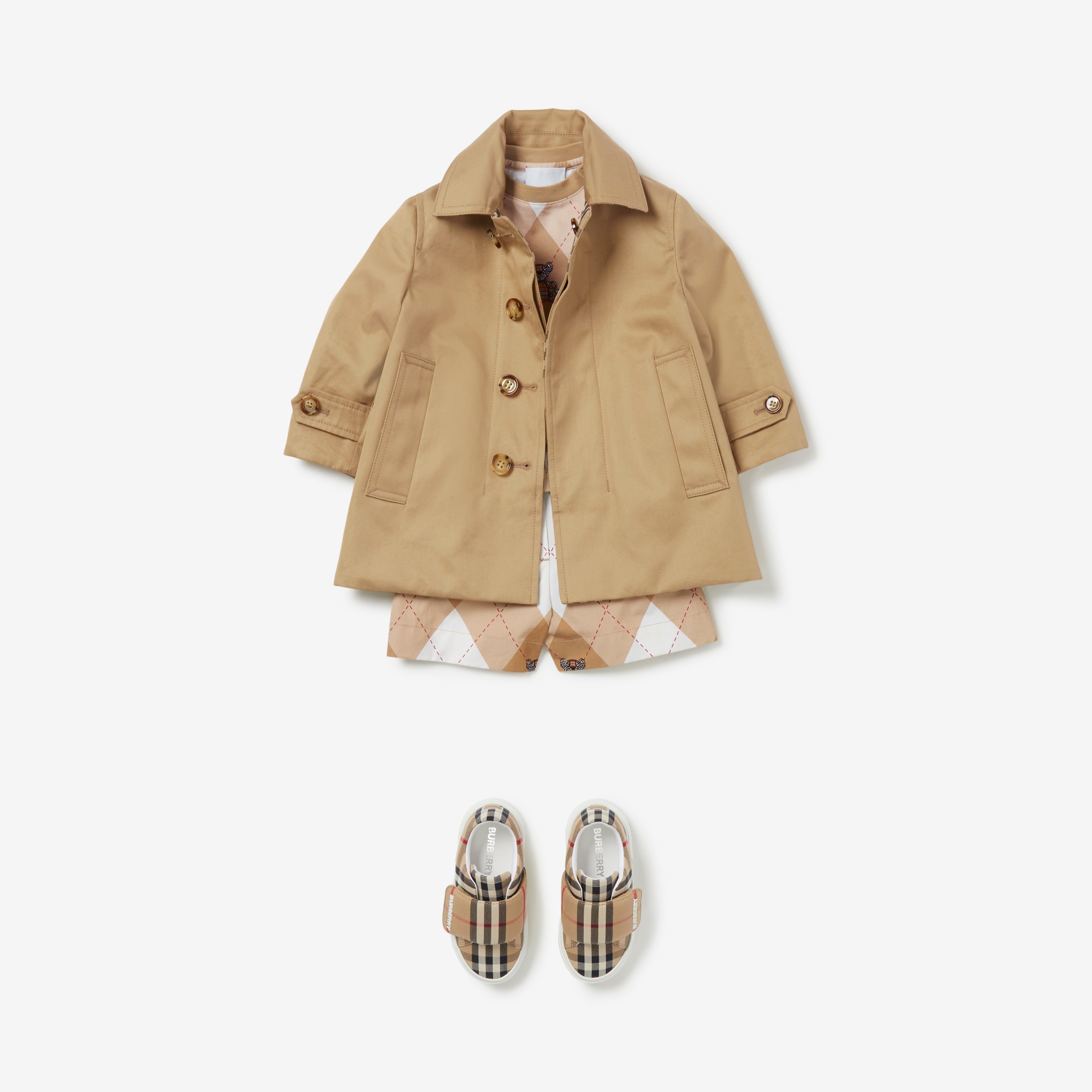 Car coat reversibile in gabardine di cotone Check (Beige Archivio) - Bambini | Sito ufficiale Burberry® - 4