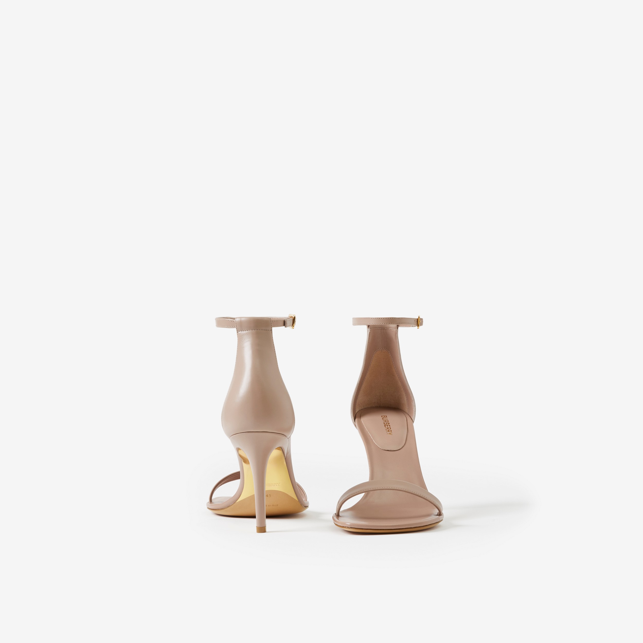 Sandálias de couro com salto stiletto (Marrom Amêndoa Claro) - Mulheres | Burberry® oficial - 4