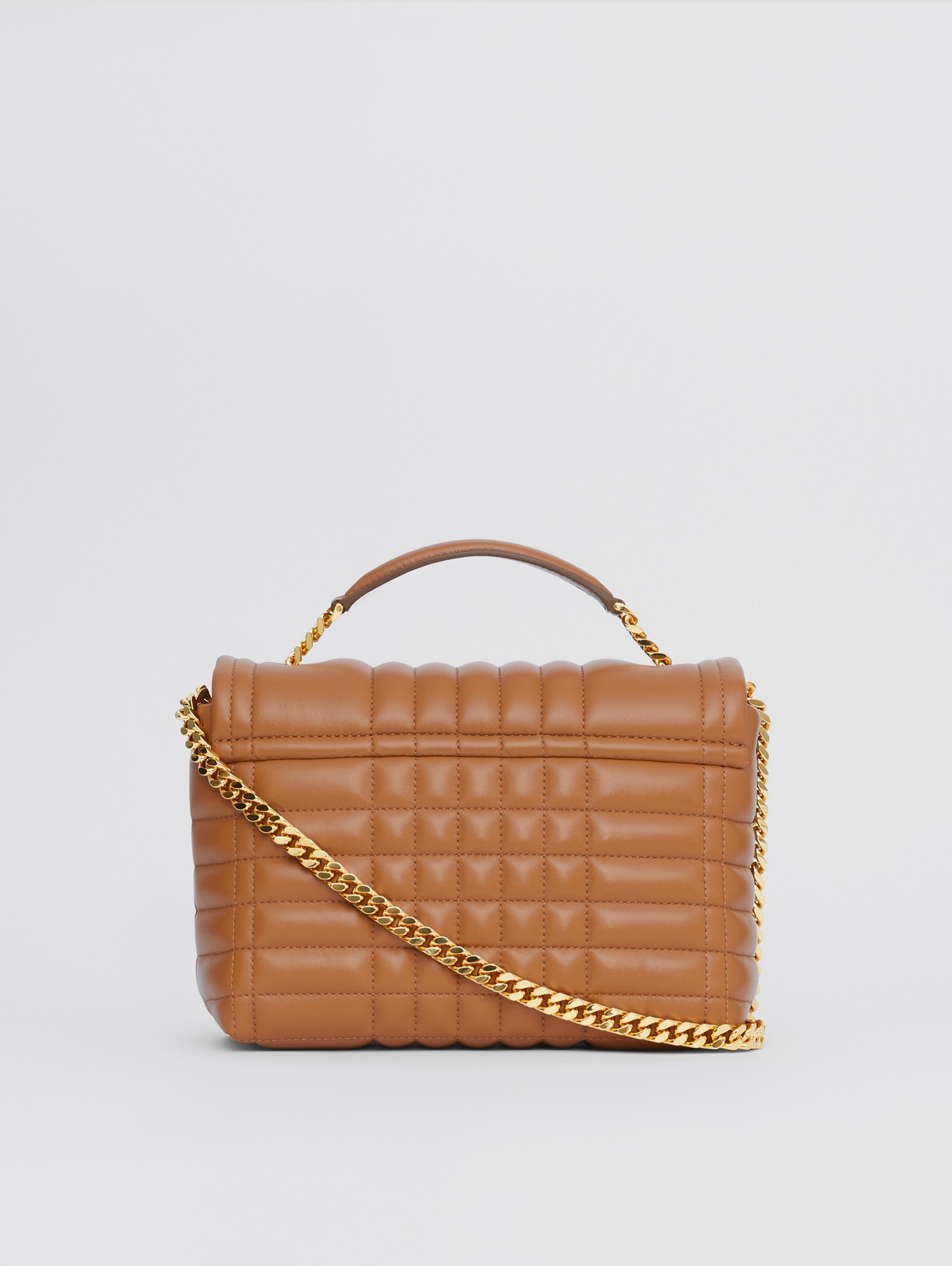 Small Quilted Lambskin Lola Satchel in Maple Brown