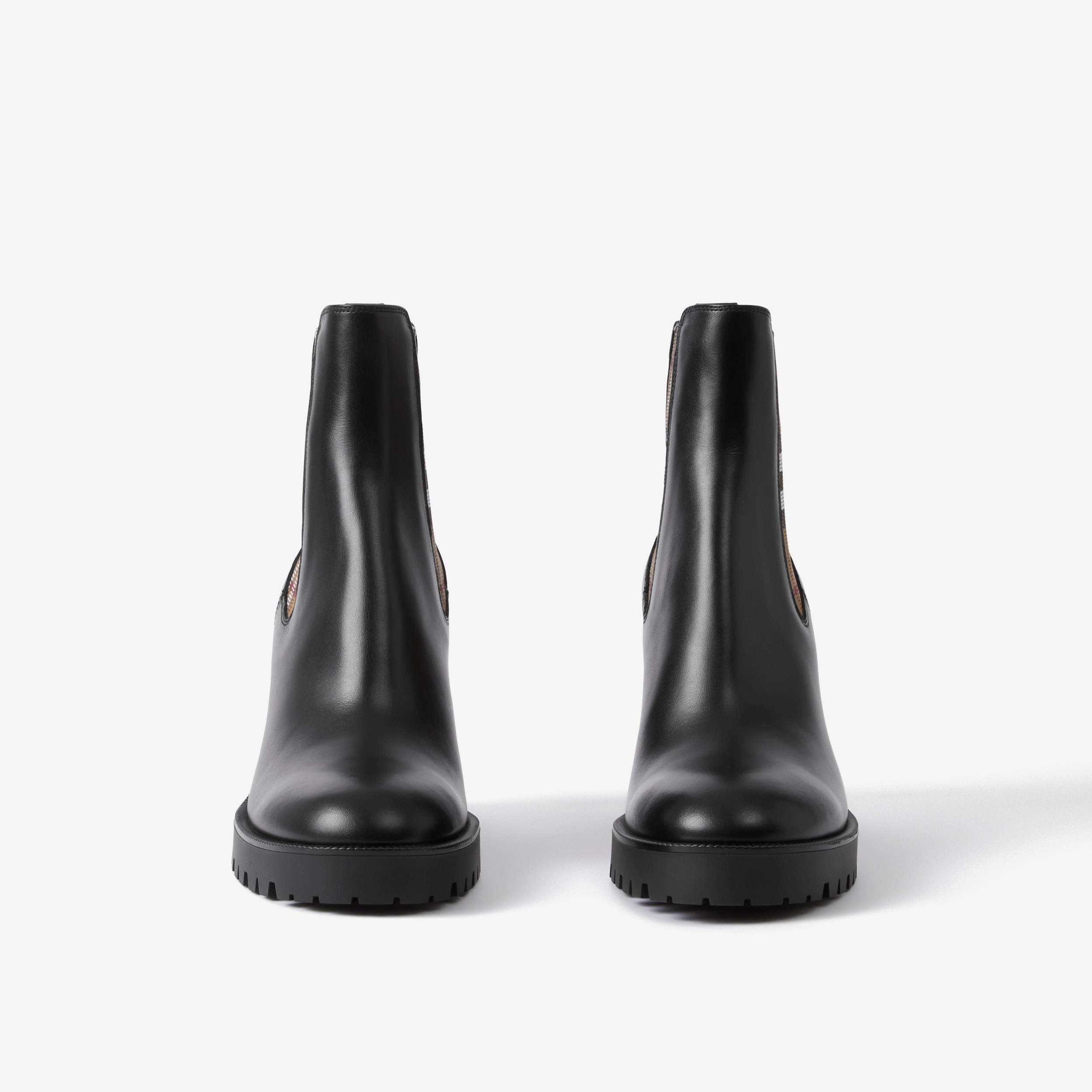 Ankle boots de couro com recorte xadrez (Preto) - Mulheres | Burberry® oficial - 2