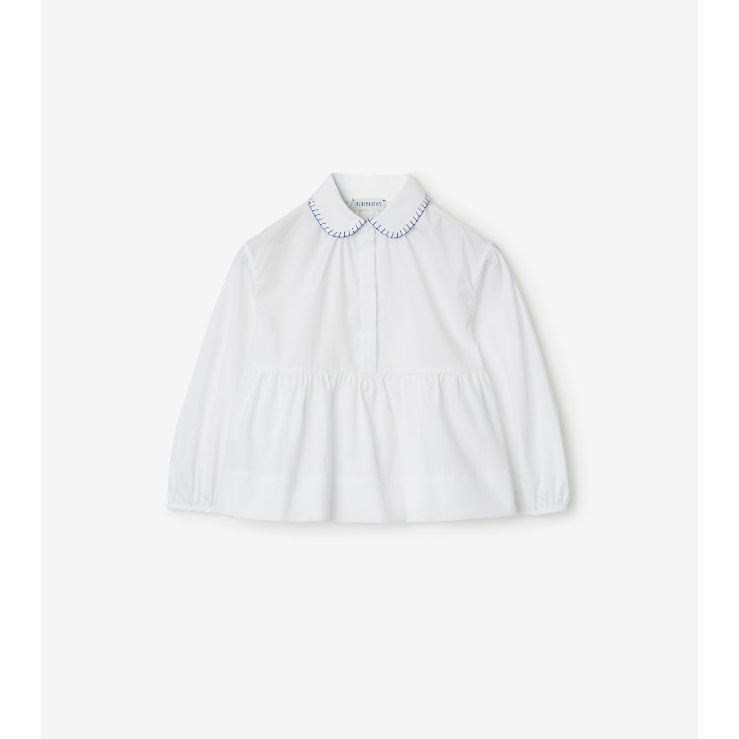 Stretch Cotton Peplum Blouse in White | Burberry® Official