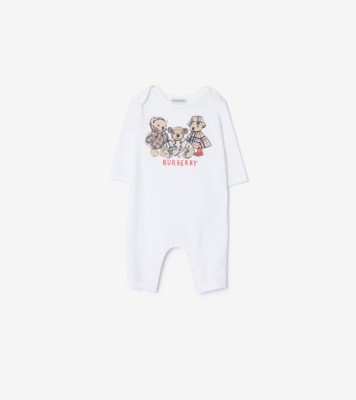 Thomas Bear and Friends Stretch Cotton Jumpsuit in White