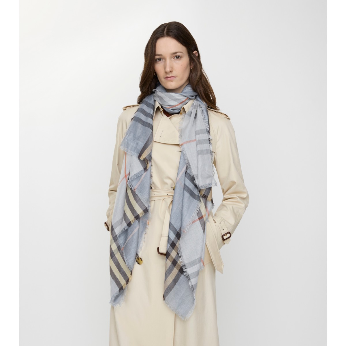  Check Reversible Wool Silk Scarf