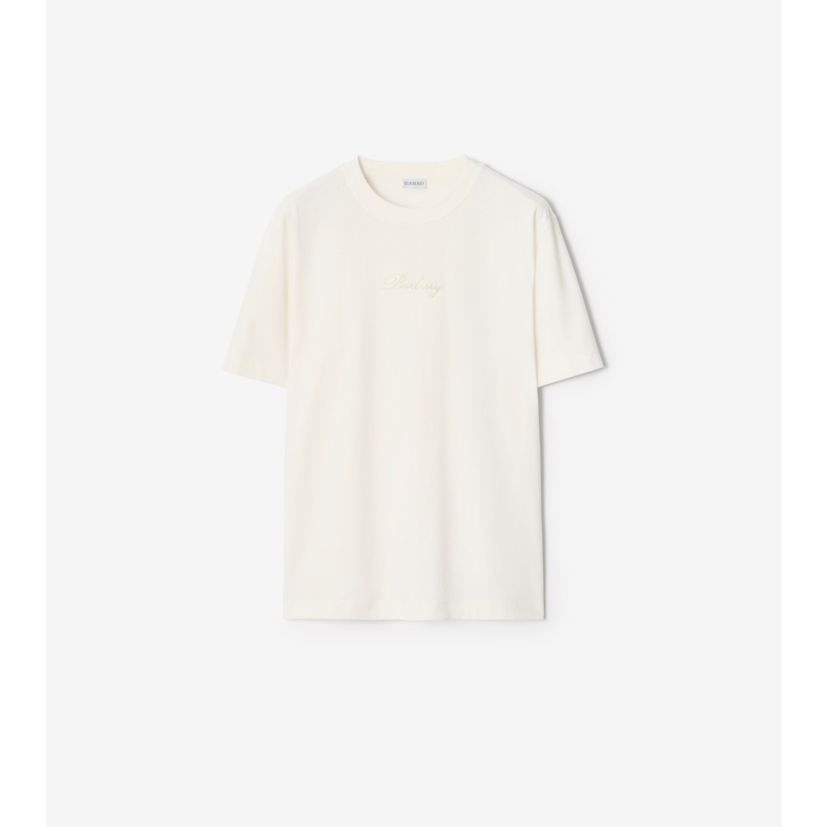  Check Cursive Logo Cotton T-shirt