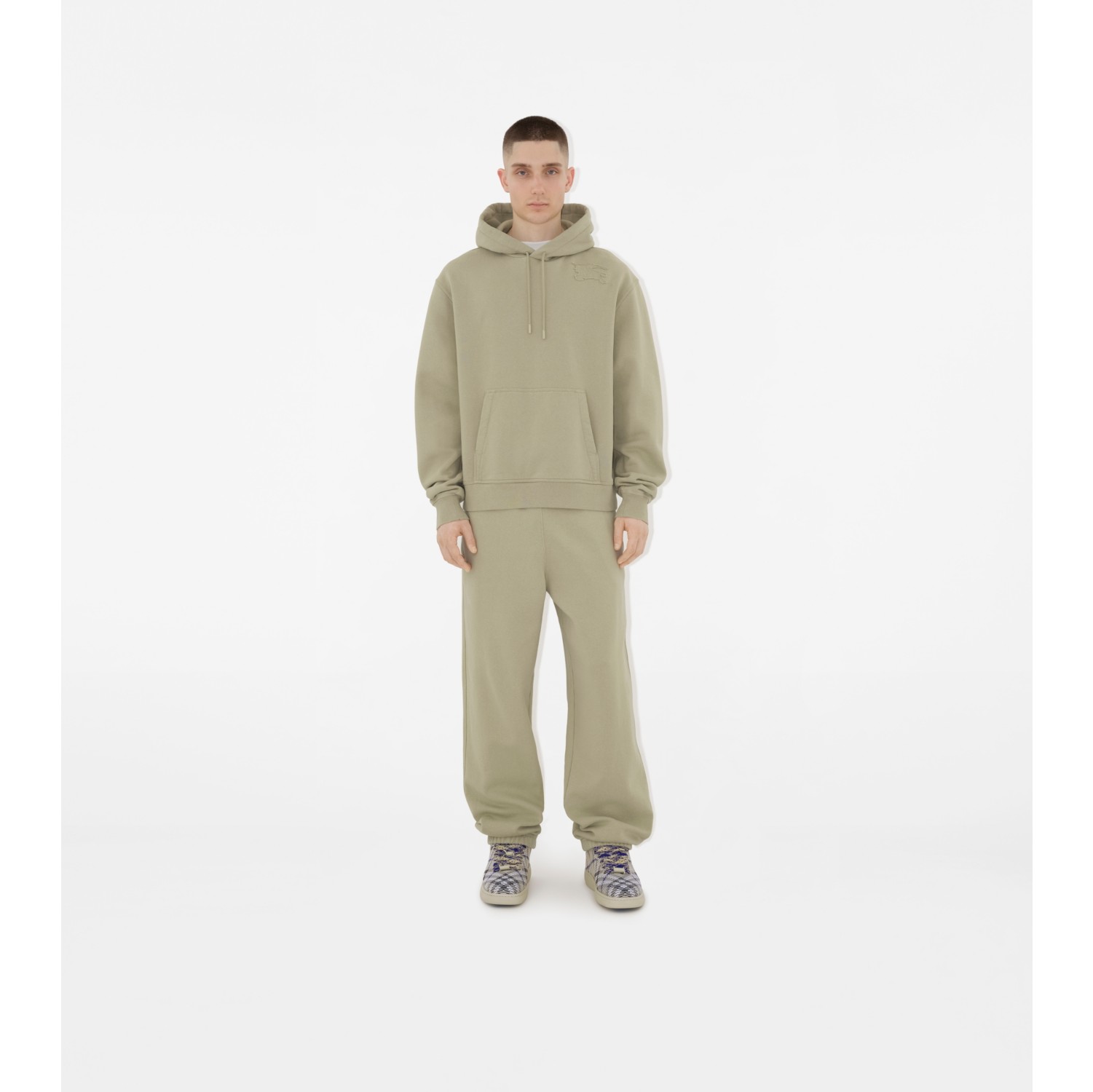 Cotton Hoodie in Lichen Men Burberry Official