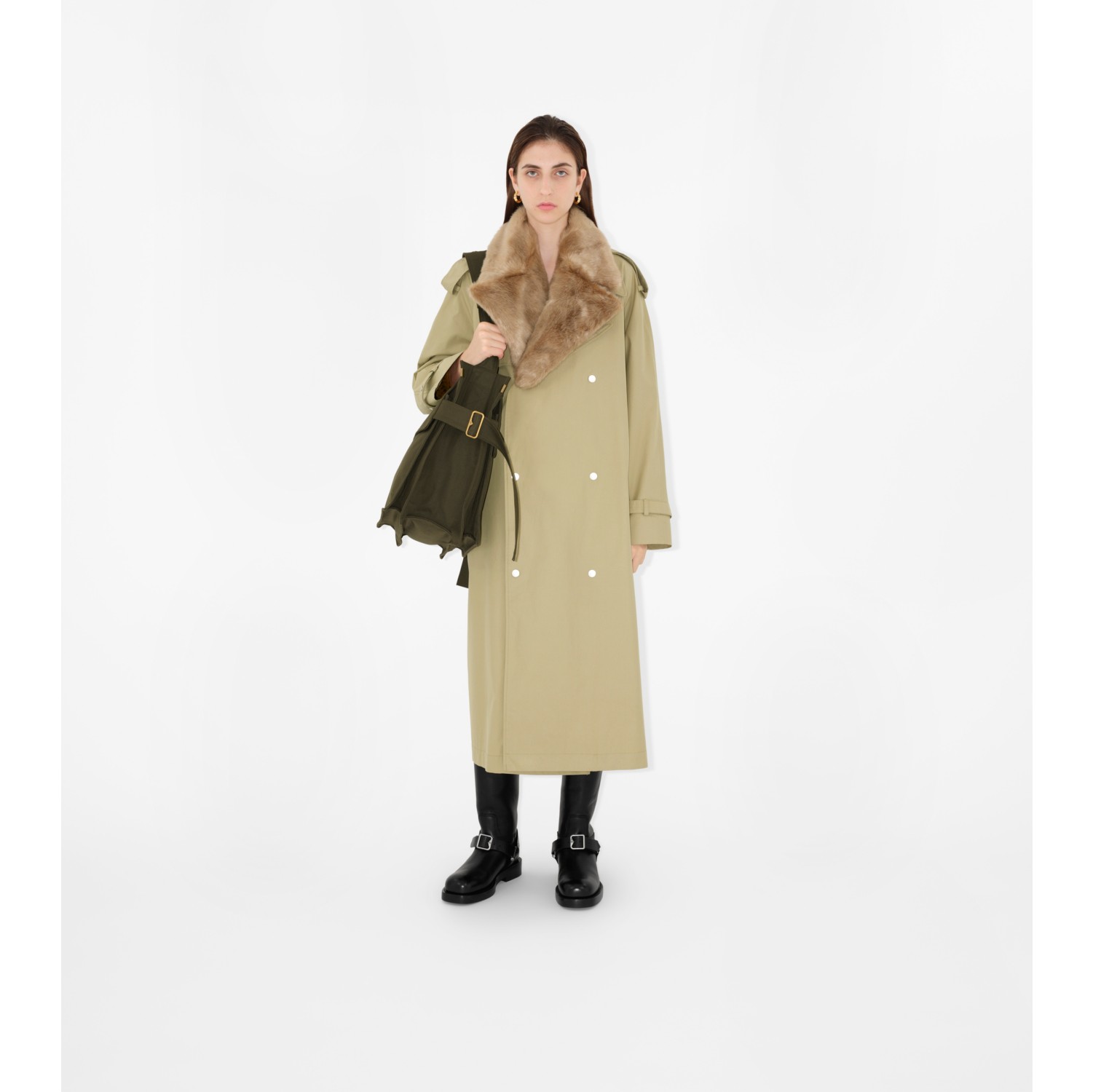 Long Kennington Trench Coat in Hunter - Women, Cotton Gabardine | Burberry®  Official