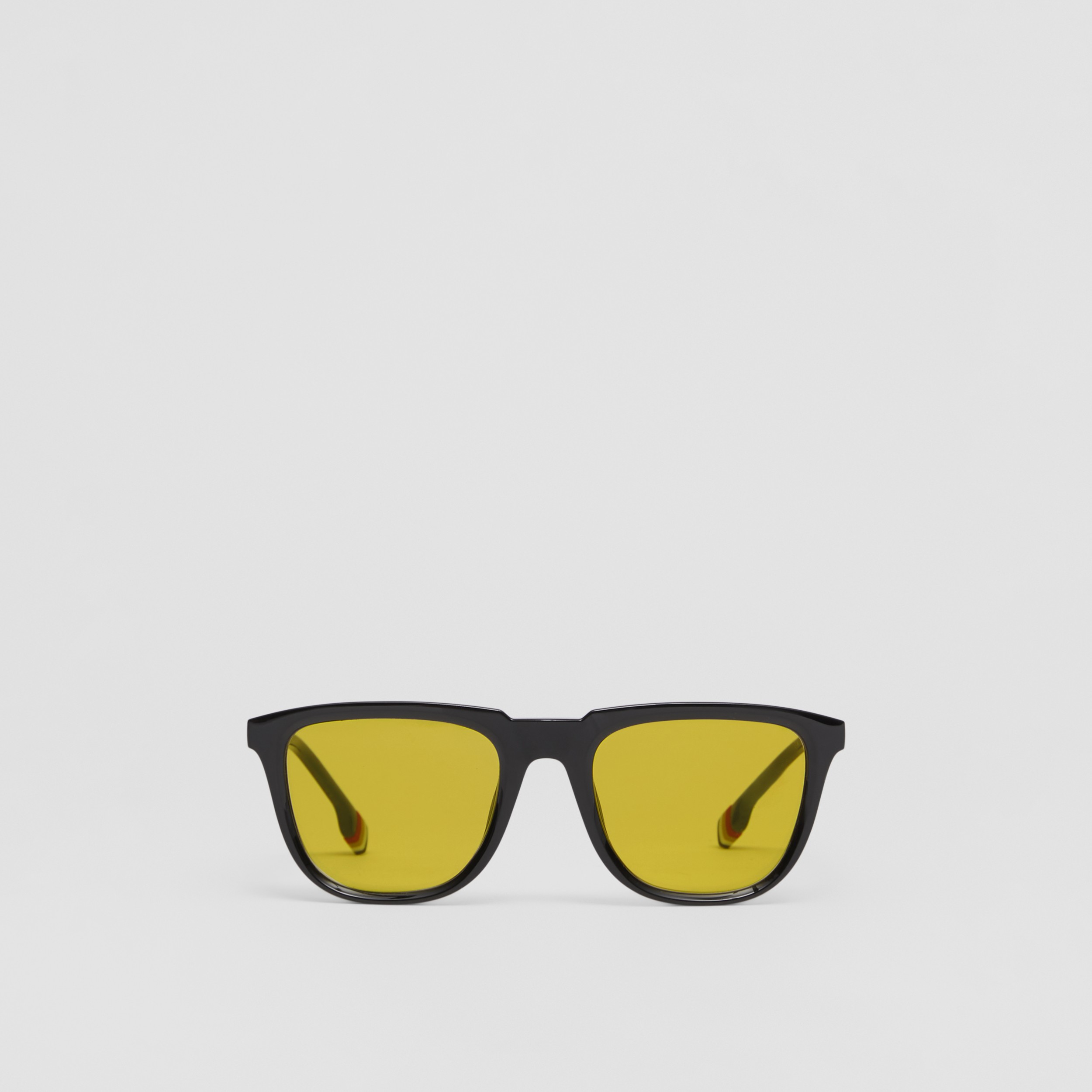 Stripe Detail Square Frame Sunglasses in Black/yellow - Men | Burberry®  Official