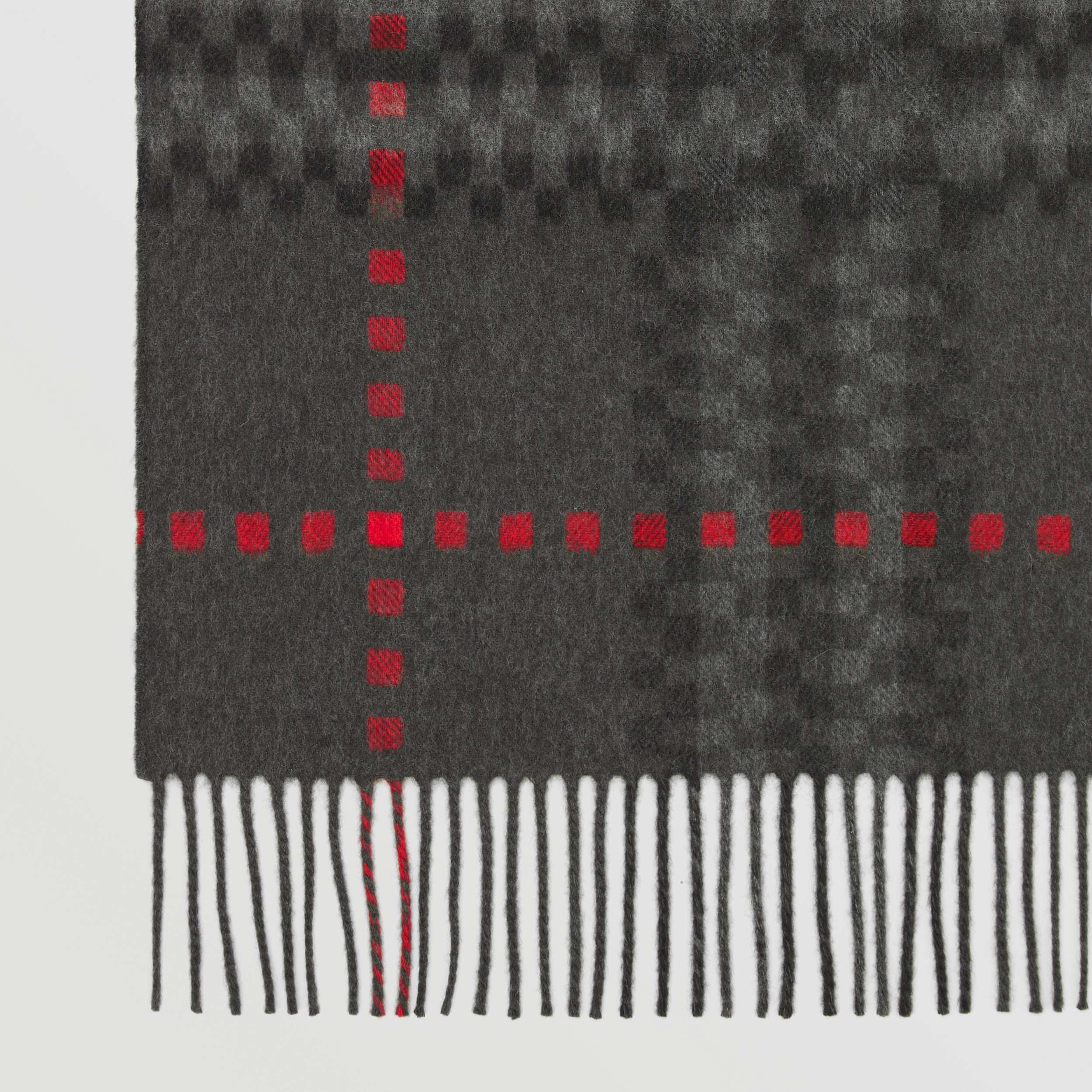 Pixel Check Cashmere Scarf in Charcoal | Burberry® Official - 2