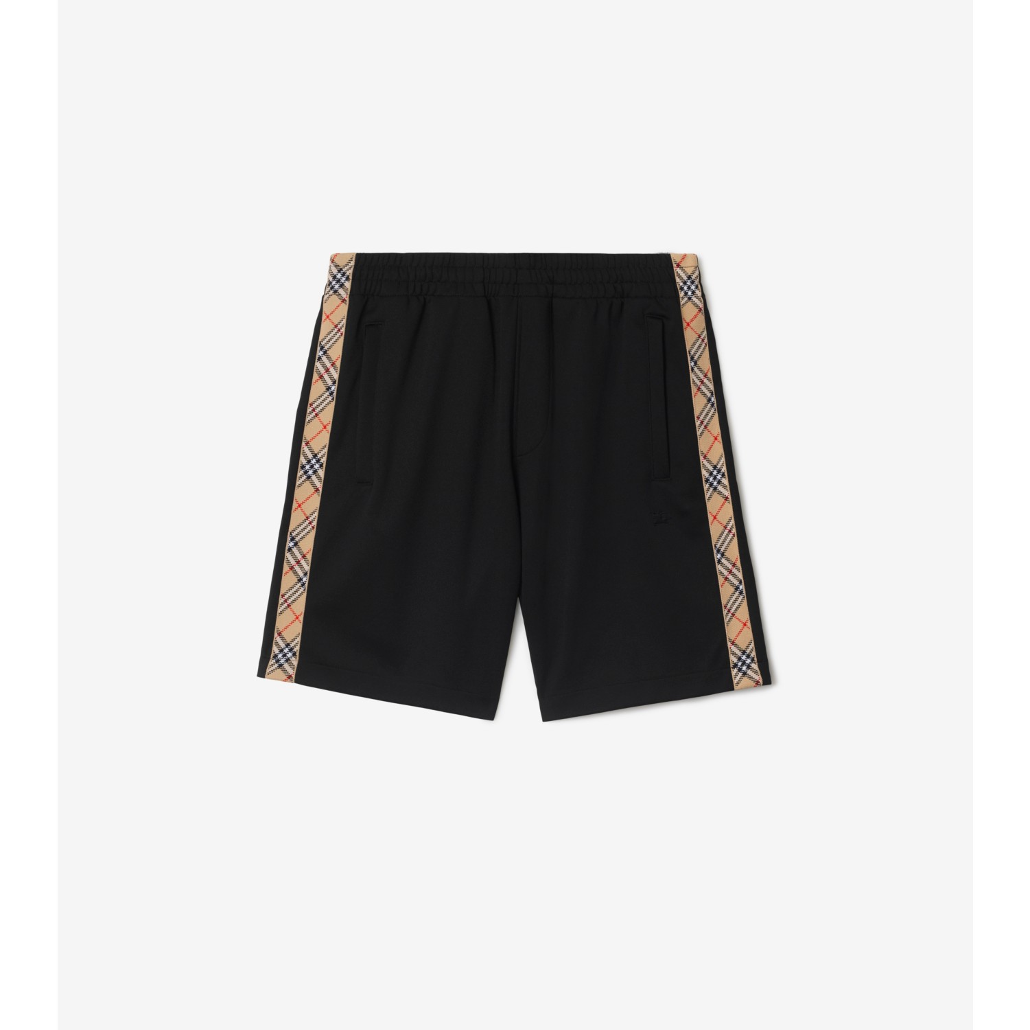 Check Trim Cotton Blend Shorts