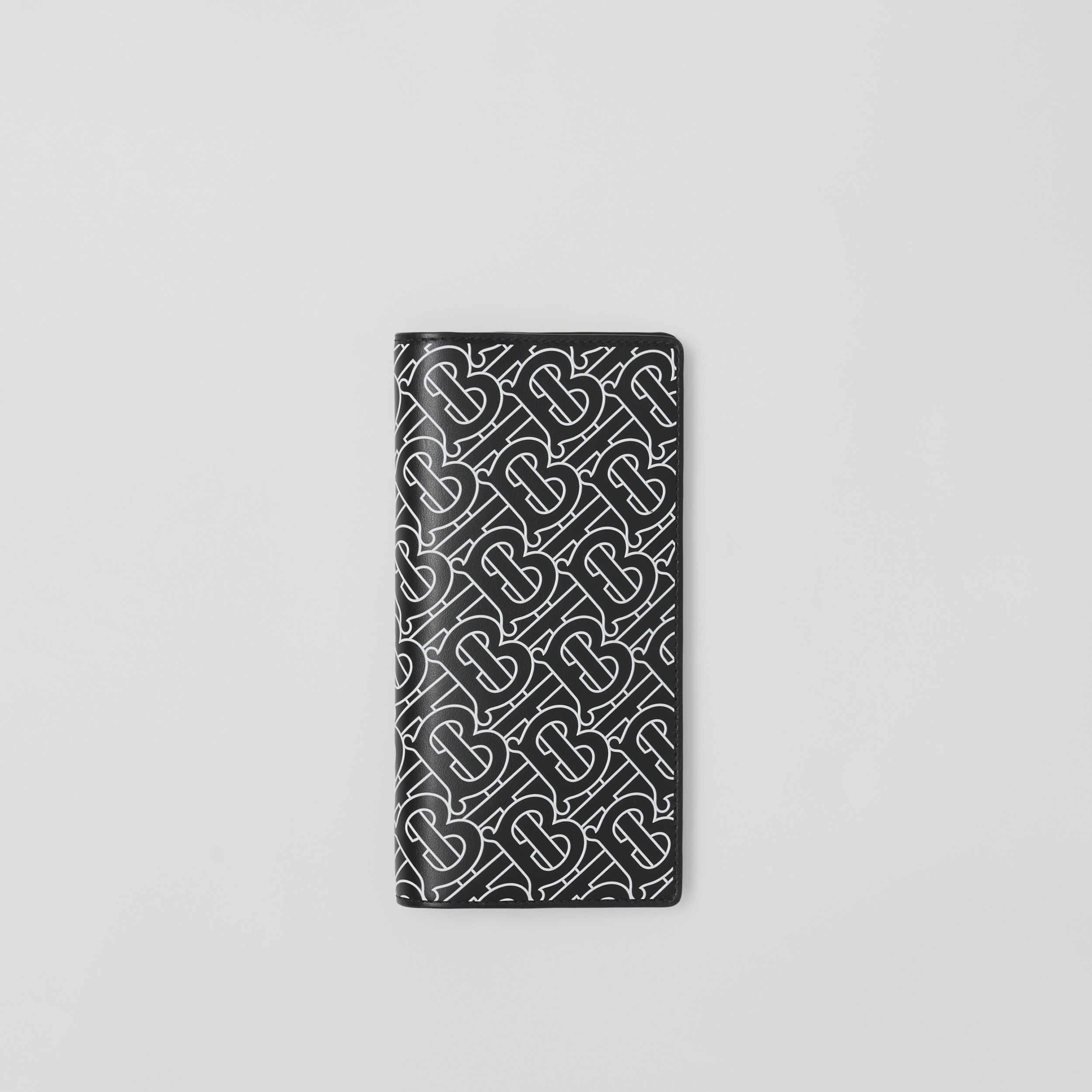 모노그램 프린트 레더 장지갑 (블랙/화이트) - 남성 | Burberry® - 1