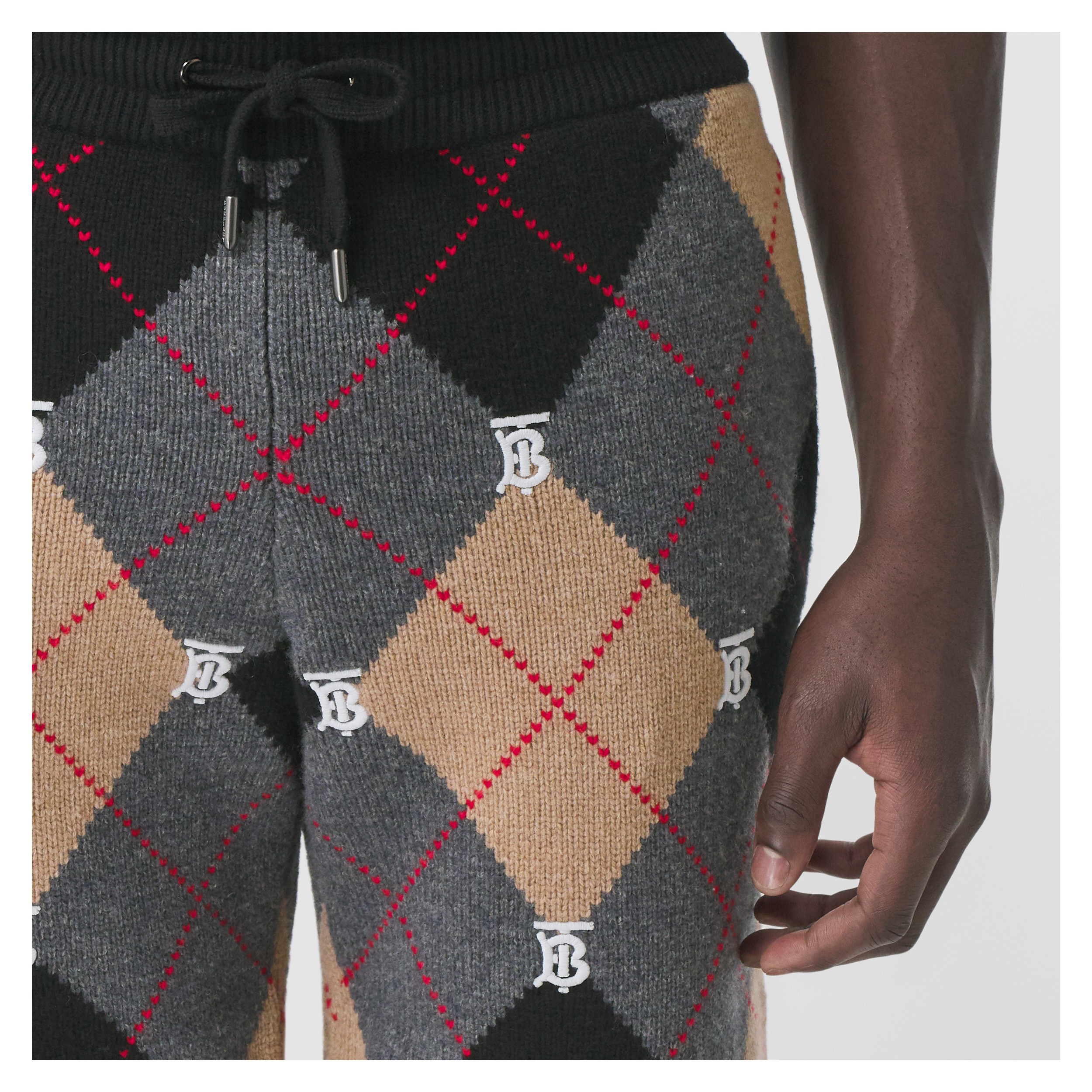 Monogram Motif Argyle Intarsia Wool Cashmere Shorts in Camel - Men | Burberry® Official - 2