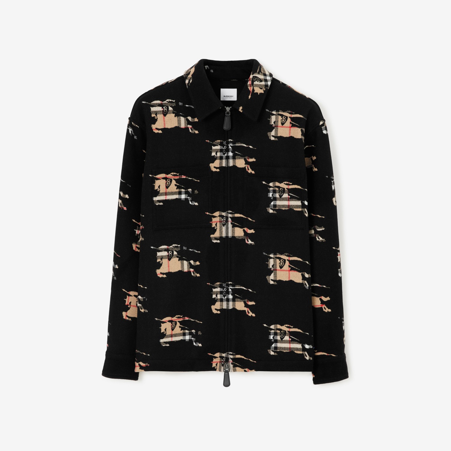 Camicia in misto lana con EKD Check e cerniera sul davanti (Beige Archivio) - Uomo | Sito ufficiale Burberry®