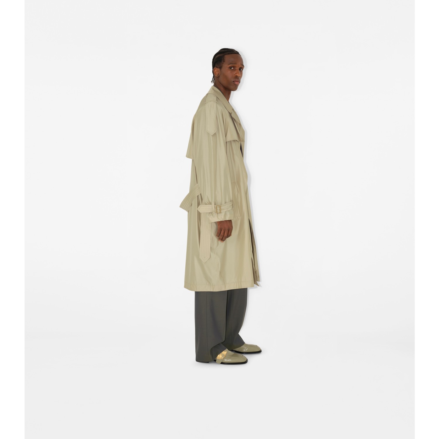 Long Silk Trench Coat in Beige - Men | Burberry® Official