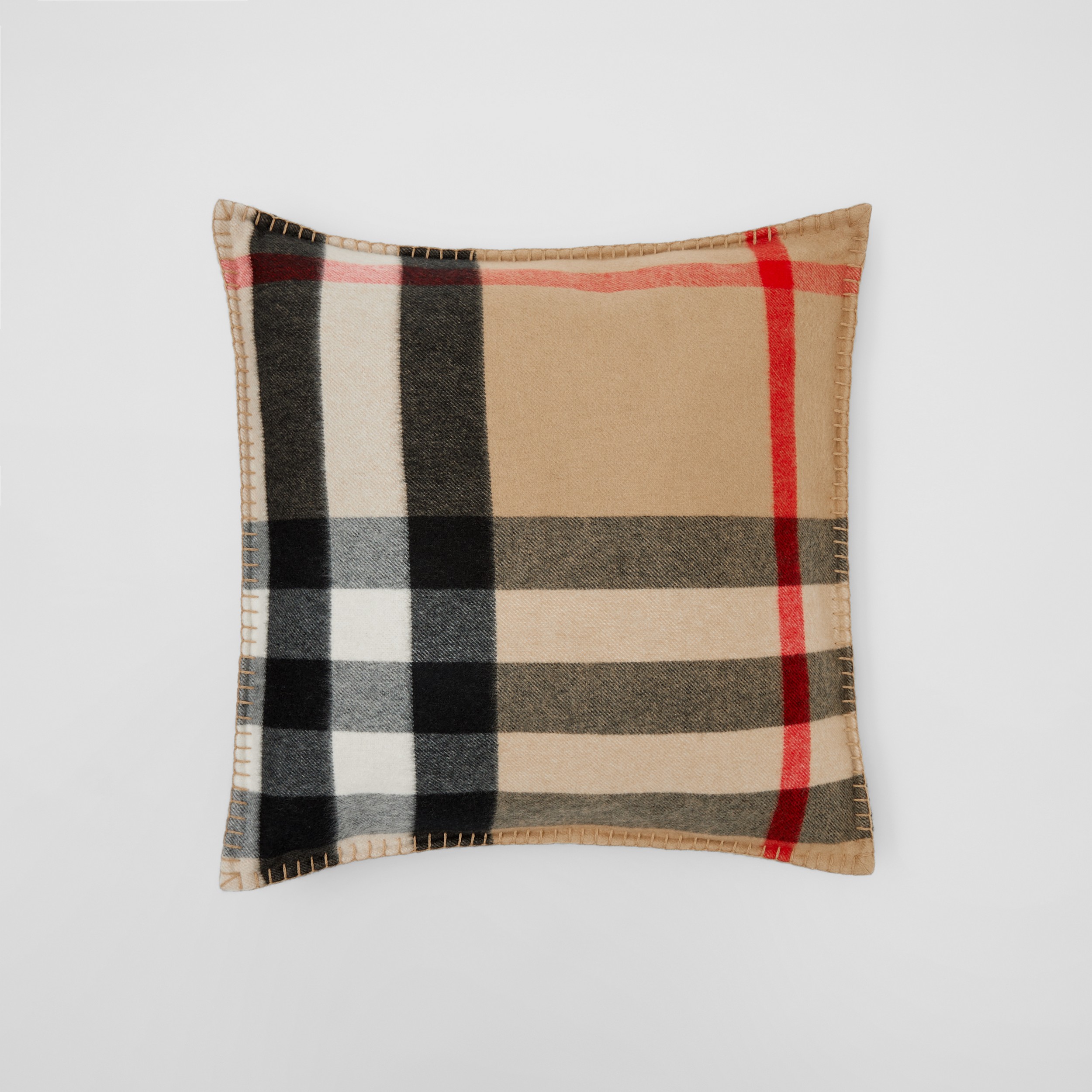 Exaggerated Check Cashmere Cushion Cover in Archive Beige | Burberry® Official - 1