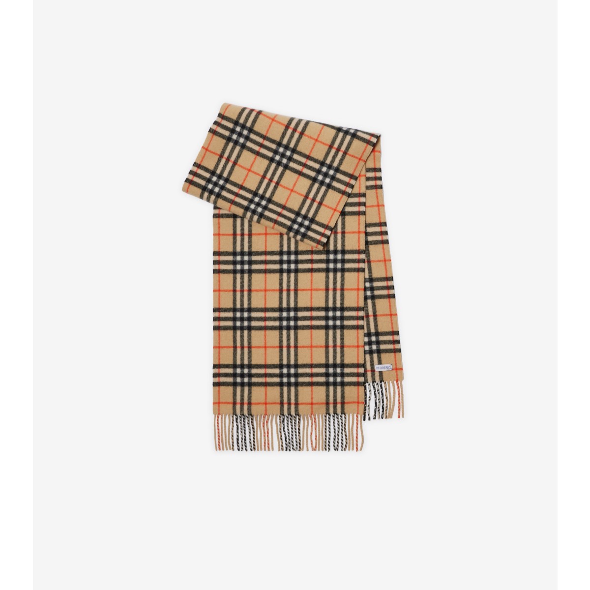 Shop Burberry Wide Check Cashmere Scarf In Sand