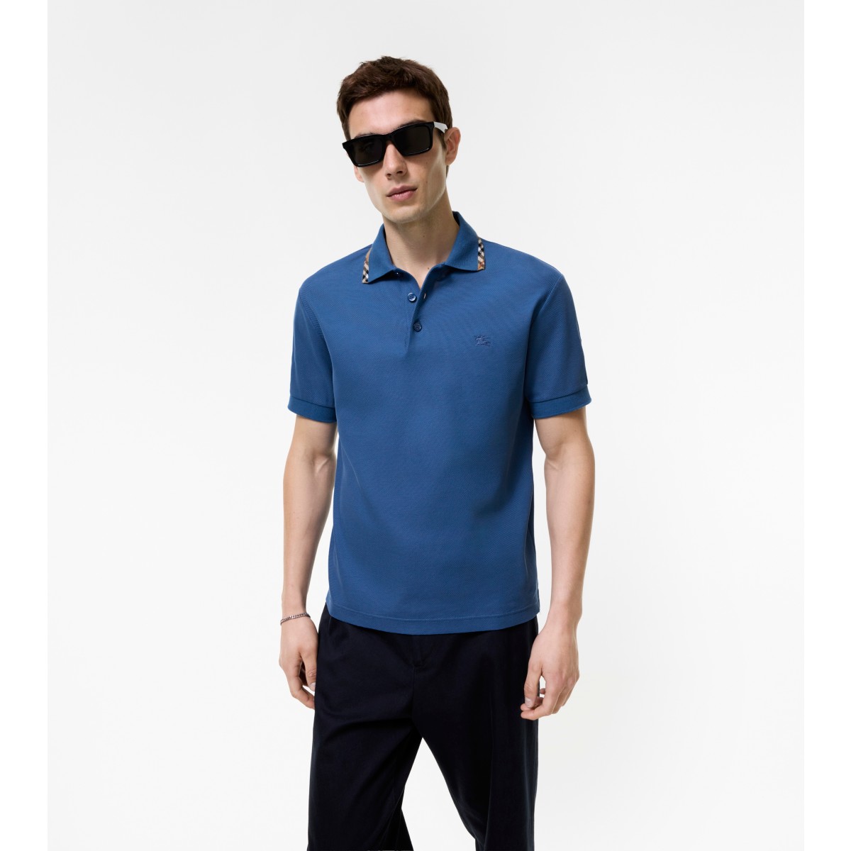  Check Trim Cotton Polo Shirt