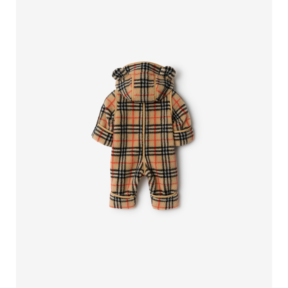  Check Fleece Hooded Jumpsuit