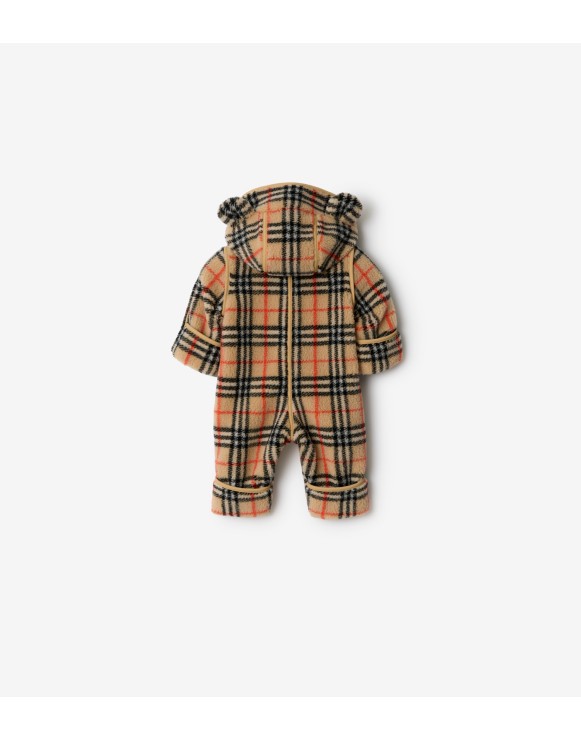 Check Fleece Hooded Jumpsuit
