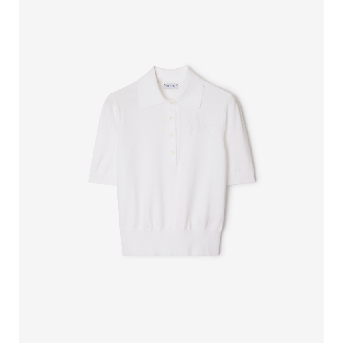 Shop Burberry Cotton Blend Polo Shirt In Chalk