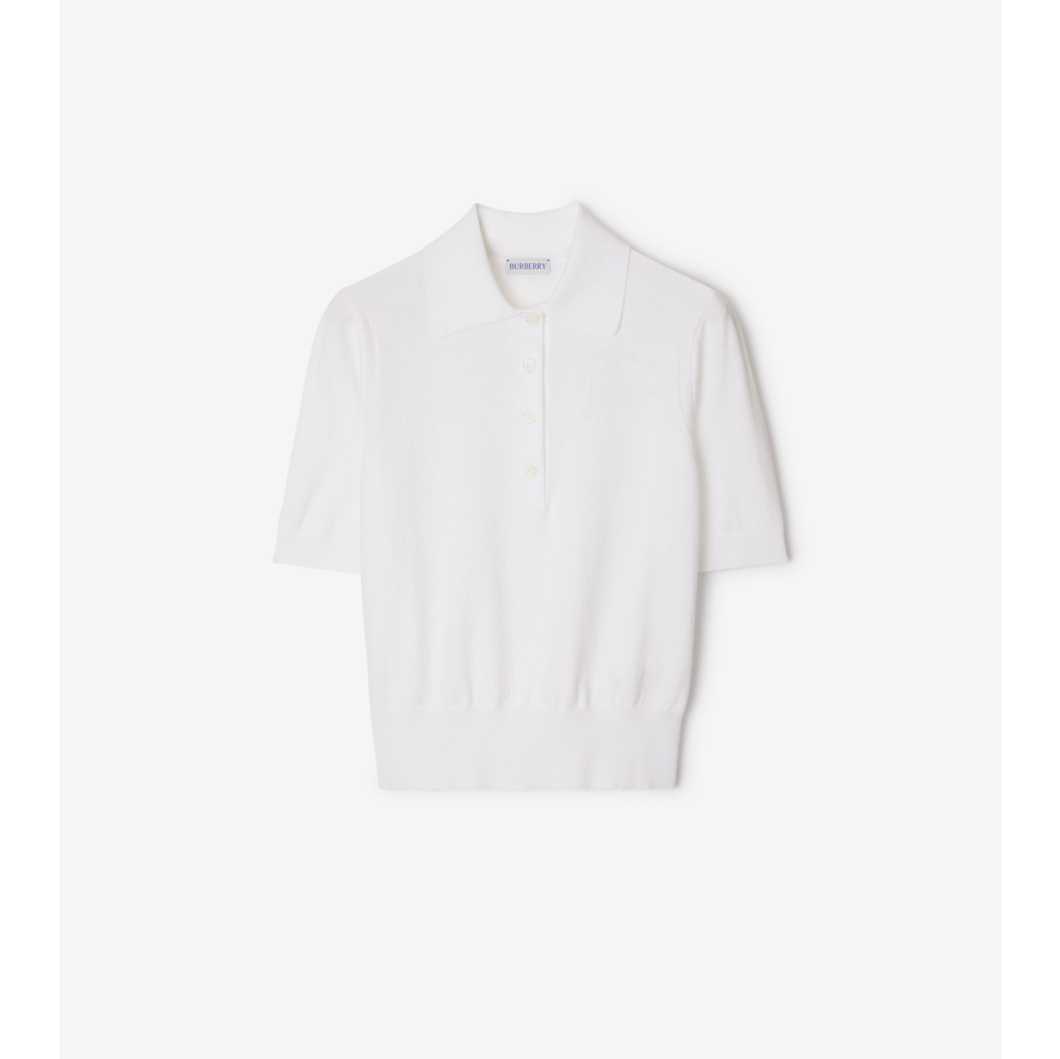 Cotton Blend Polo Shirt in Chalk - Women | Burberry® Official