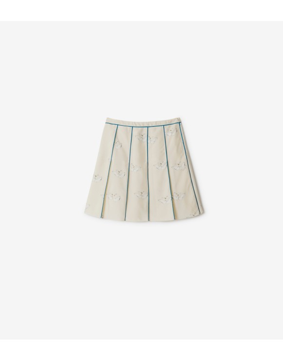 Pleated Swan Silk Skirt