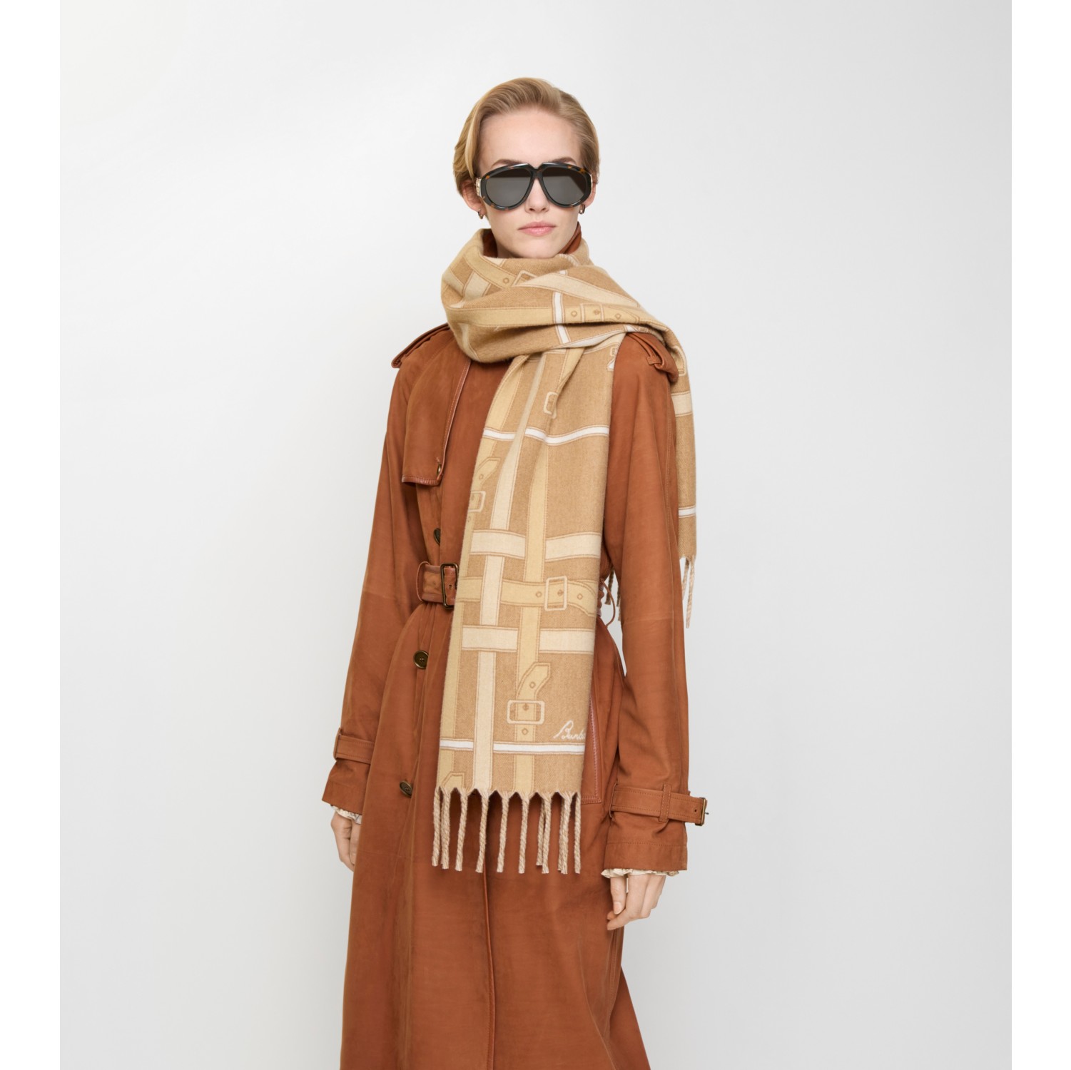 Belt Check Cashmere Scarf