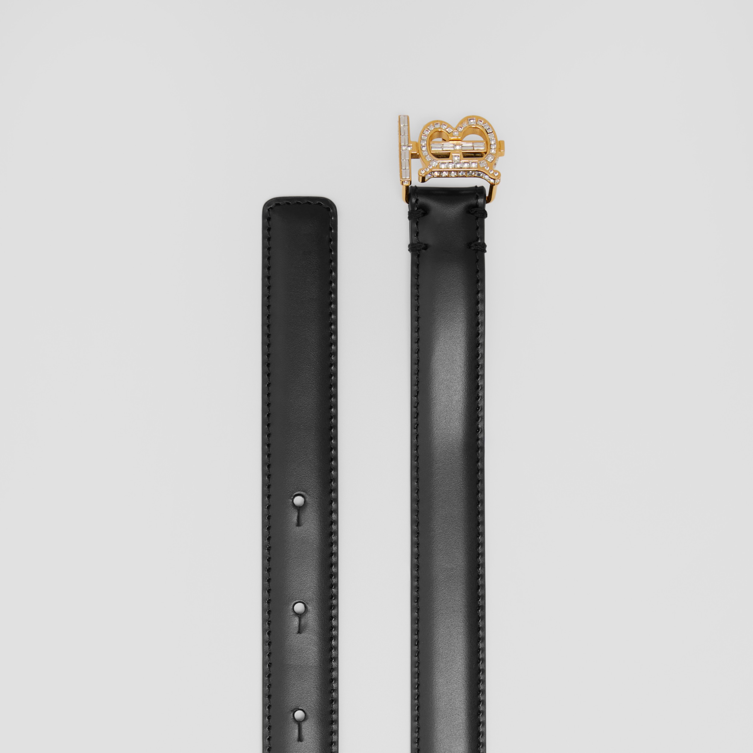 Crystal Monogram Motif Leather TB Belt in Black - Women | Burberry® Official - 3