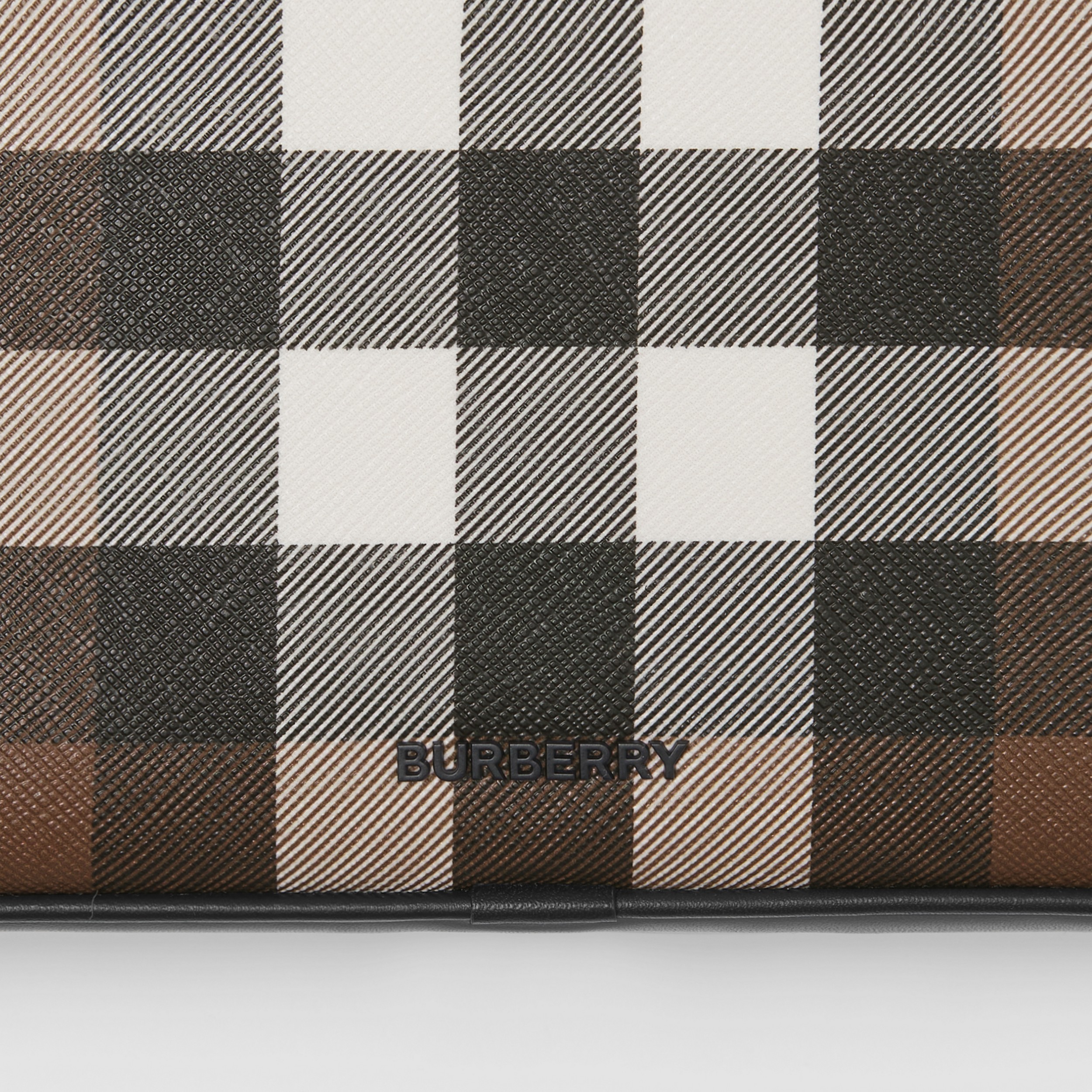 Check and Leather Zip Pouch in Dark Birch Brown - Men | Burberry® Official - 2