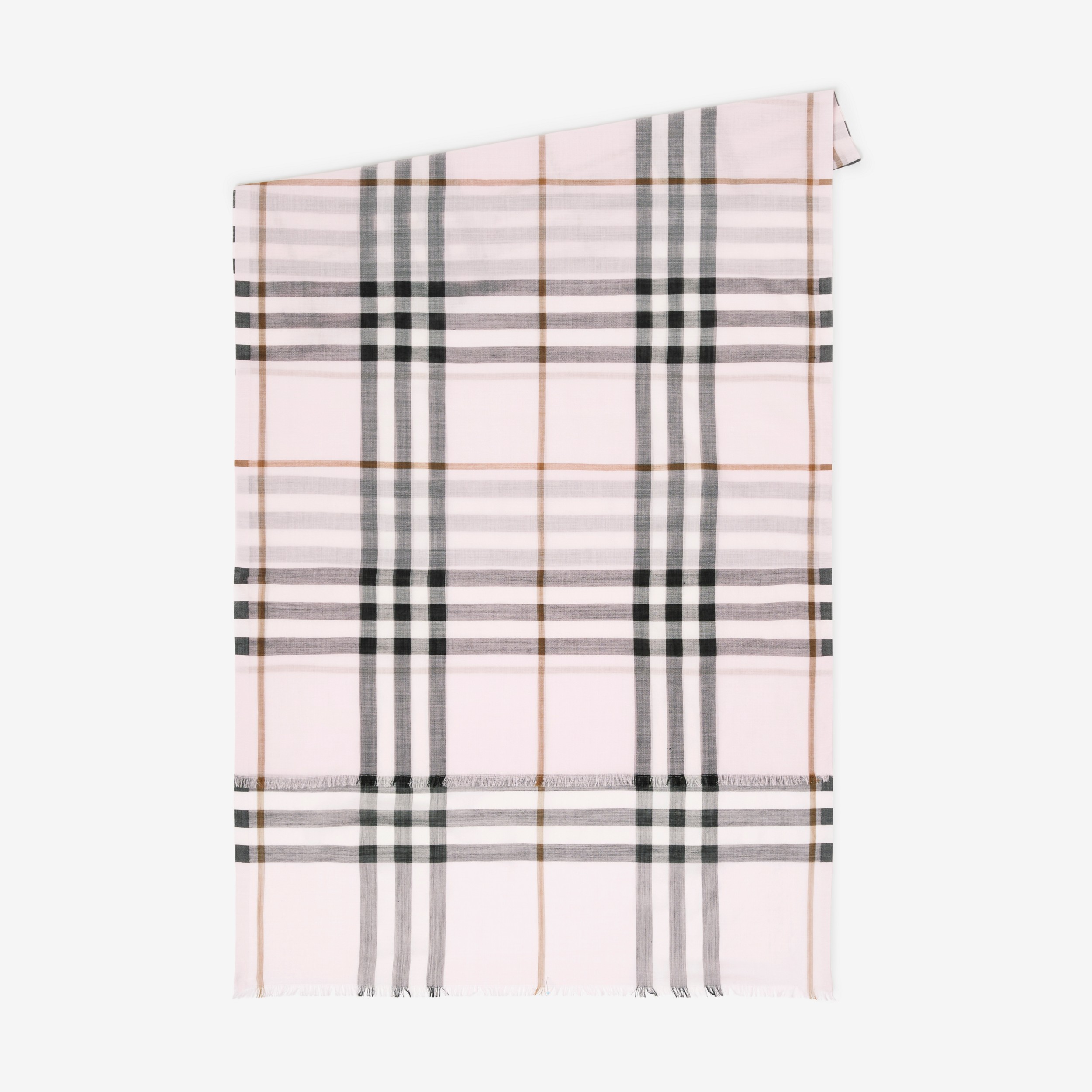Lightweight Check Wool Silk Scarf in Pale Candy Pink | Burberry® Official - 2