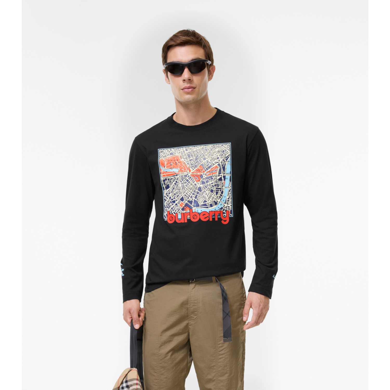 Long-sleeve London Map Cotton T-shirt
