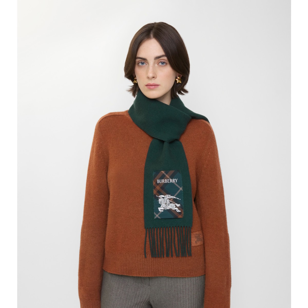  Check Label Cashmere Scarf