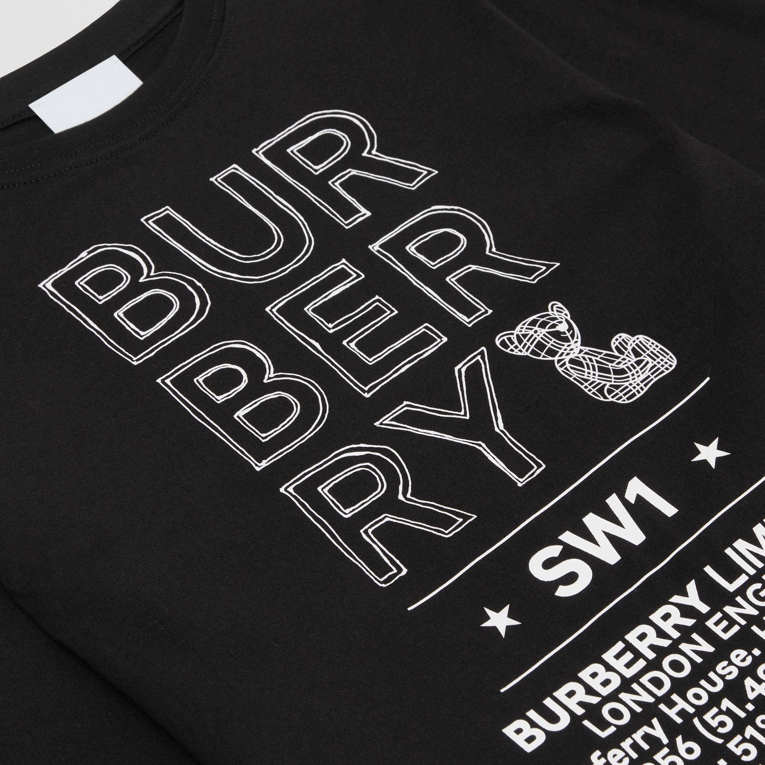 Long-sleeve Logo Sketch Print Cotton Top in Black | Burberry® Official - 2