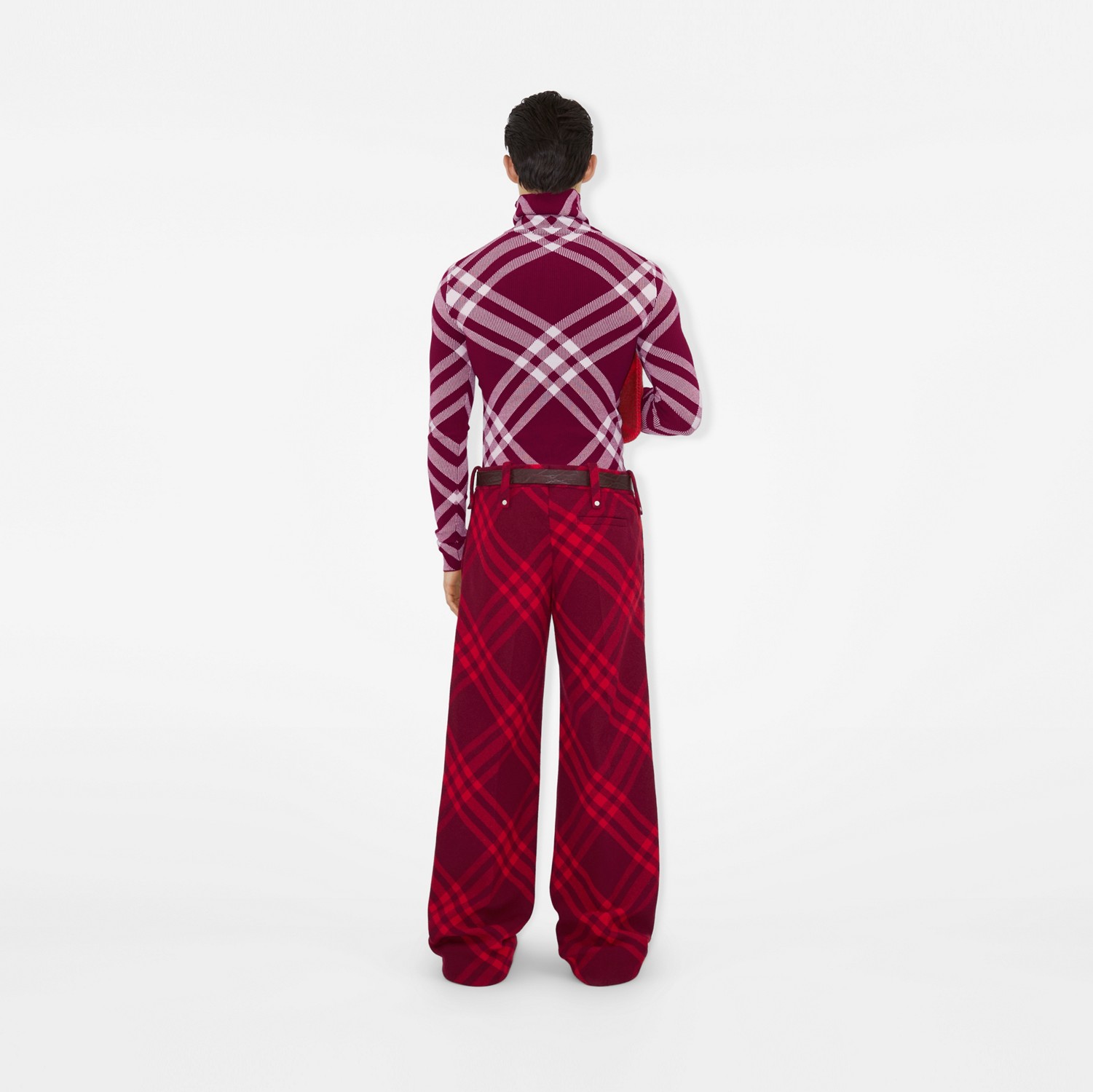 格纹羊毛长裤 (树莓红) - 男士 | Burberry® 博柏利官网