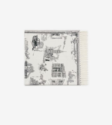 ロンドンランドマーク カシミアウール ブランケット (モノクローム