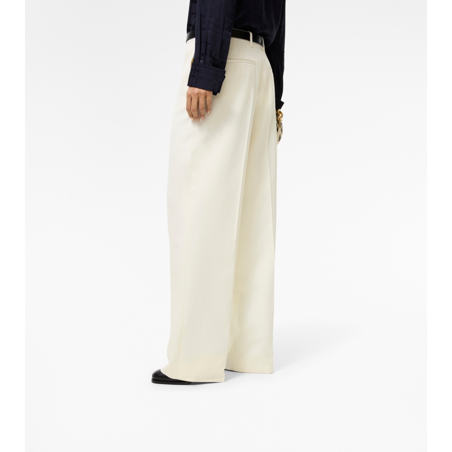 Pinstriped Wool Tailored Trousers - thumbnail 3
