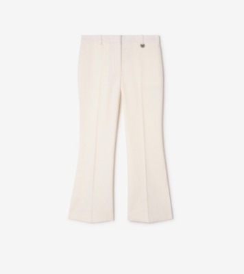 Cropped Wool Flared Trousers in Alabaster white - Women | Burberry® Official
