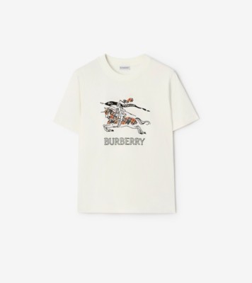 Knight Sketch Cotton T-shirt in Chalk white - Women | Burberry