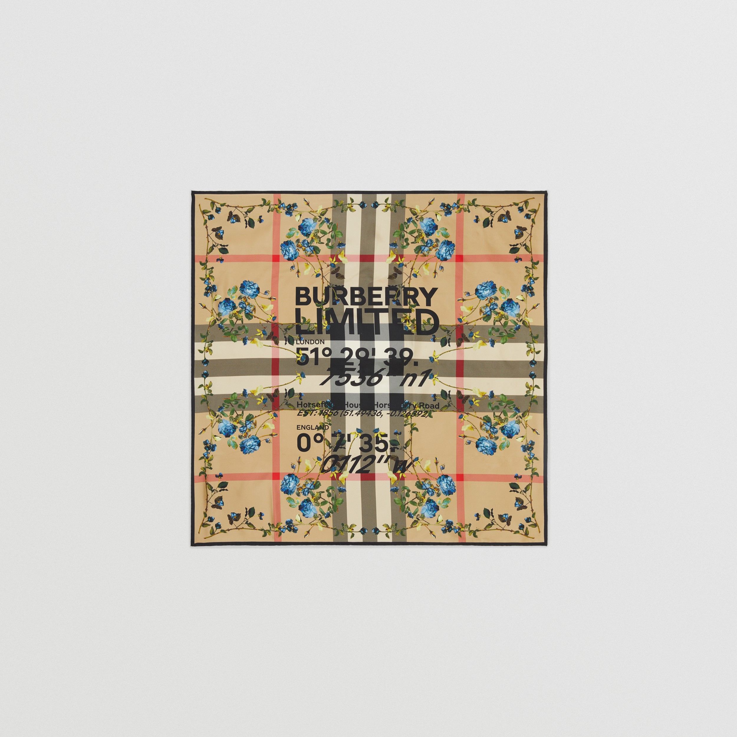 Foulard in seta con collage di stampe (Beige Archivio) | Sito ufficiale Burberry® - 1